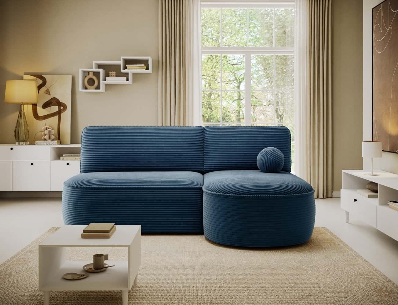 Ecksofa Livosa Cord Jarell mit Schlaffunktion | Eltap | Jarell