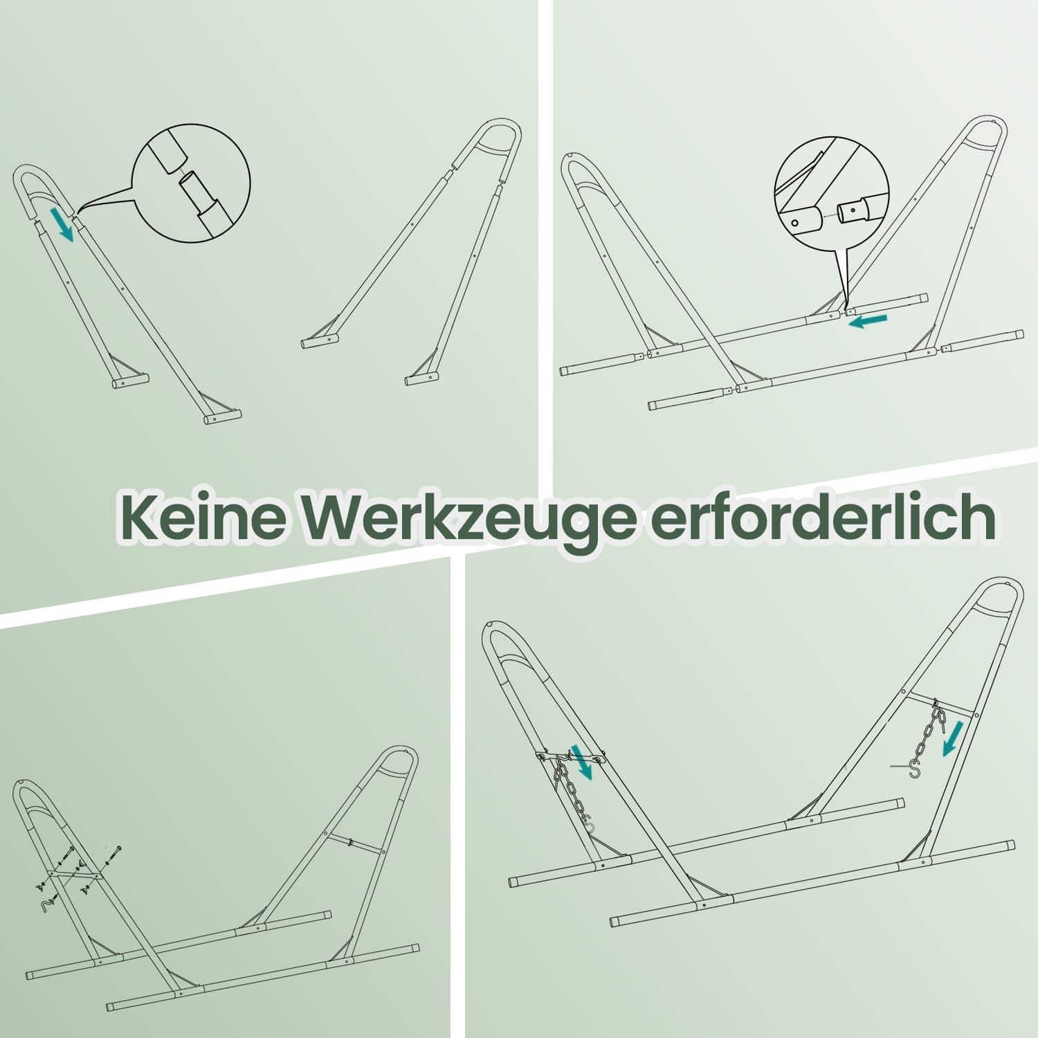 Hängematte mit Gestell, 210 x 150 cm, Doppelhängematte auf 5 verschiedene Höhen verstellbar Hängematte mit Gestell, 210 x 150 cm, Doppelhängematte auf 5 verschiedene Höhen verstellbar