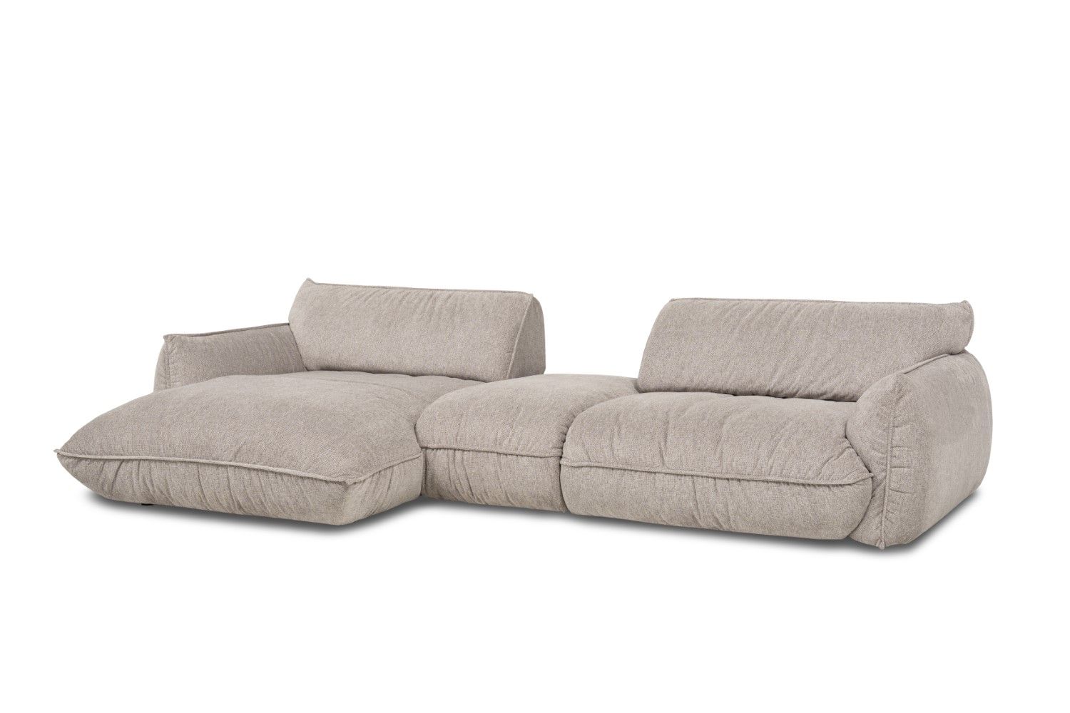 Ecksofa Fluffy aus Chenille-Stoff mit Sitztiefenverstellung - designwerk