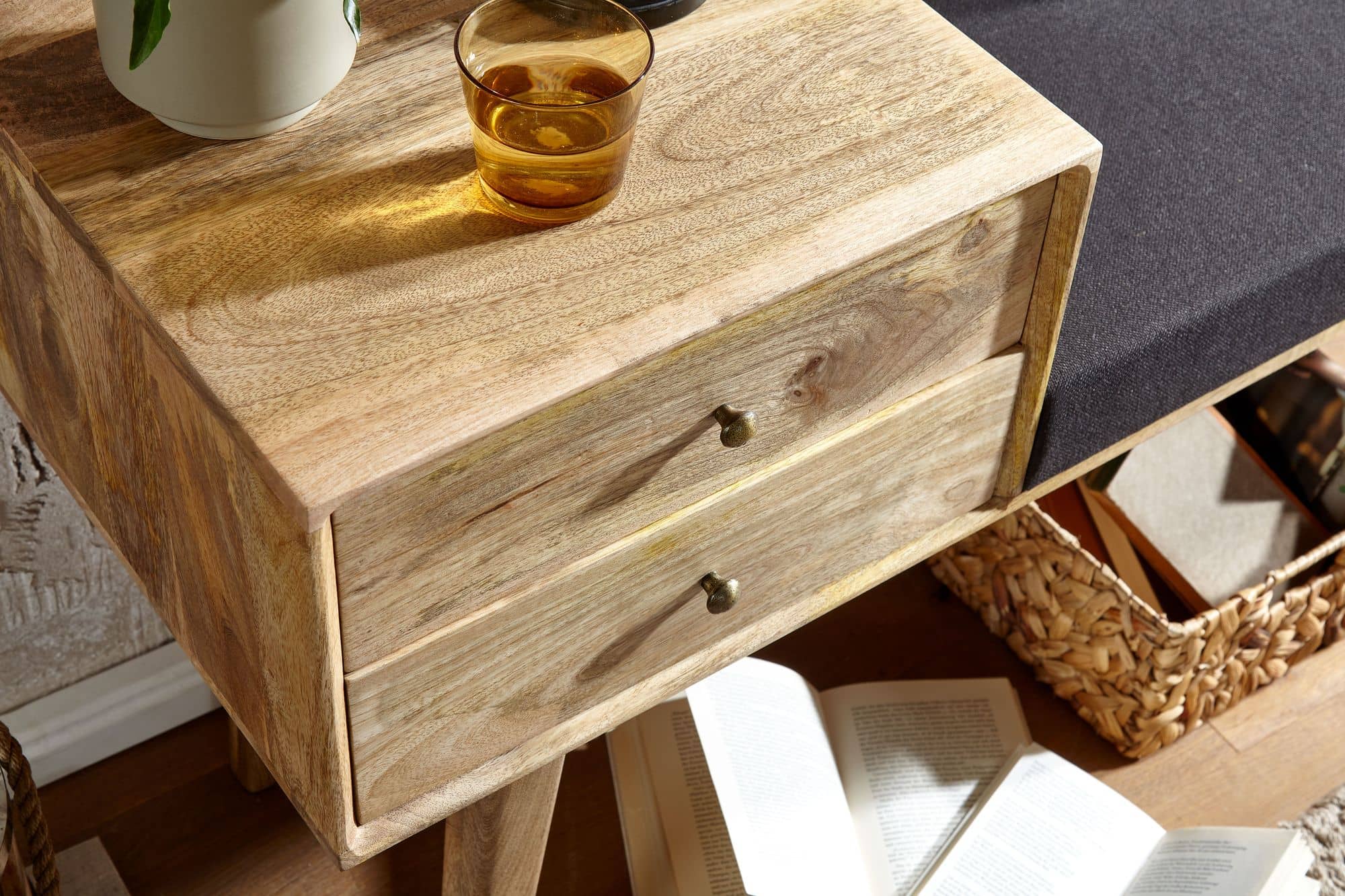 64428-Wohnling-Sitzbank-mit-2-Schublaeden-und-schwarzen-Stoffbezug-120x40x65-cm-WL6-485-WL6-485_6 Sitzbank Stoff / Massivholz Bank 120x65x40 cm im Retro Stil