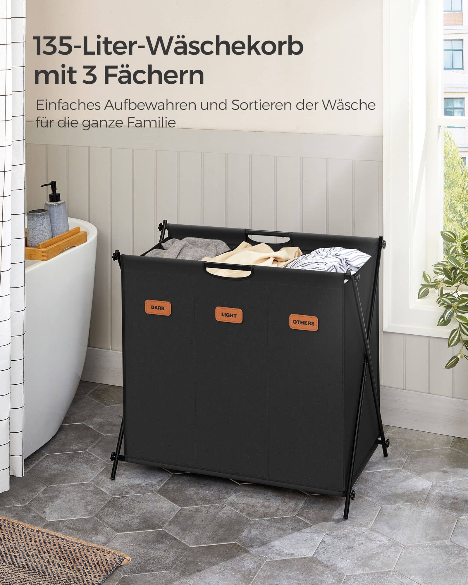 Wäschekorb, Wäschesammler 135 Liter, Wäschebox Wäschekorb, Wäschesammler 135 Liter, Wäschebox