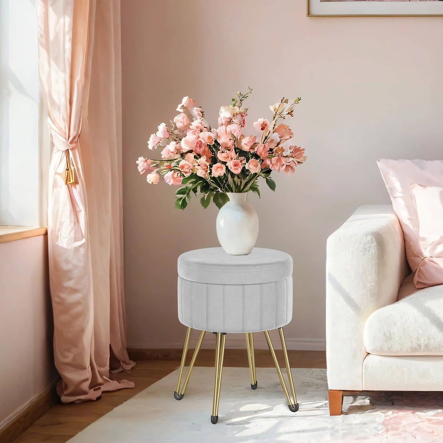 Sitzhocker, Hocker mit Stauraum, runder Sitzhocker Sitzhocker, Hocker mit Stauraum, runder Sitzhocker