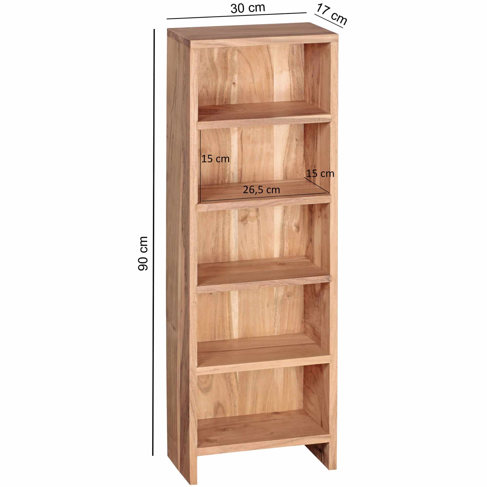 CD Regal MUMBAI Massivholz Akazie Standregal 90 cm hoch CD-Aufbewahrung 5 Fächer Bücherregal natur Landhaus-Stil CD Regal MUMBAI Massivholz Akazie Standregal 90 cm hoch CD-Aufbewahrung 5 Fächer Bücherregal natur Landhaus-Stil