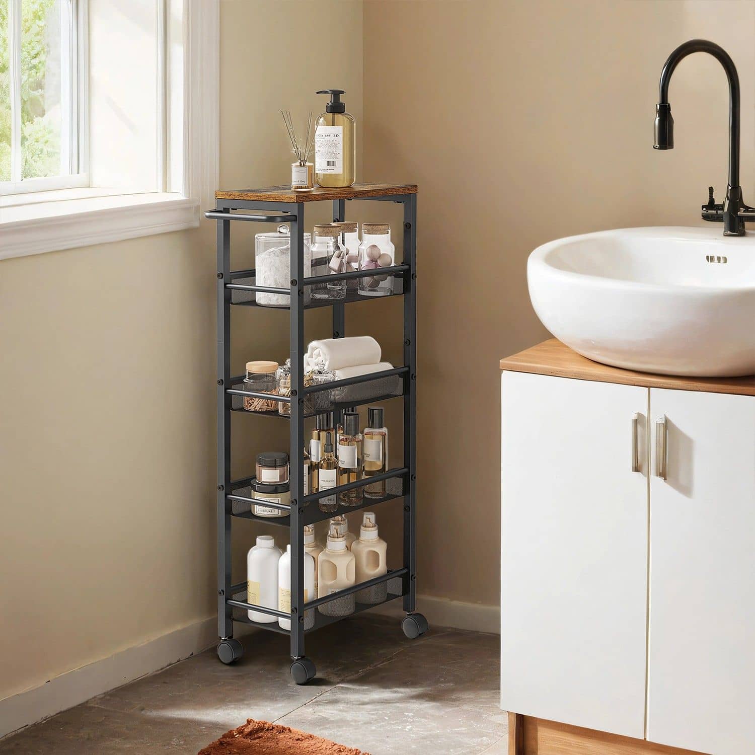 Rollwagen 5 Ebenen, Küchenwagen schmal, Nischenregal Rollwagen 5 Ebenen, Küchenwagen schmal, Nischenregal