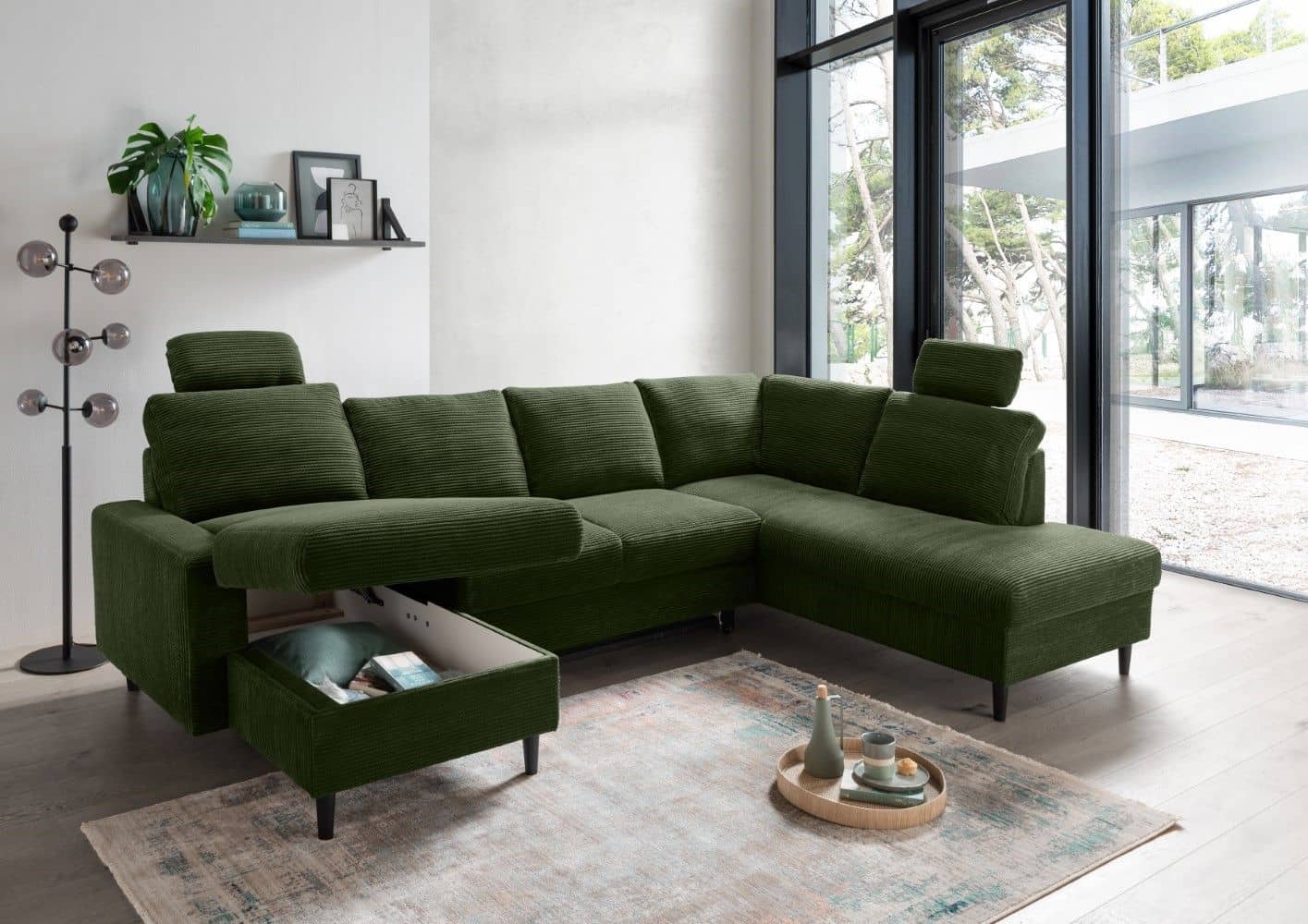 Wohnlandschaft Passo Cord mit Schlaffunktion – Benformato