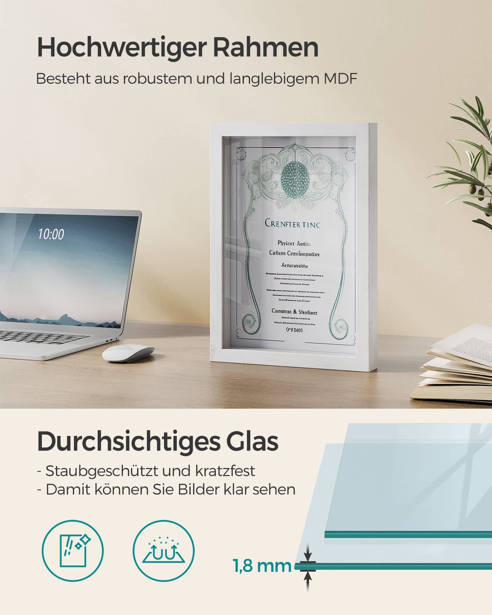 Fotorahmen zum Befüllen 2er Set mit Wandhaken vintageweiß Fotorahmen zum Befüllen 2er Set mit Wandhaken vintageweiß