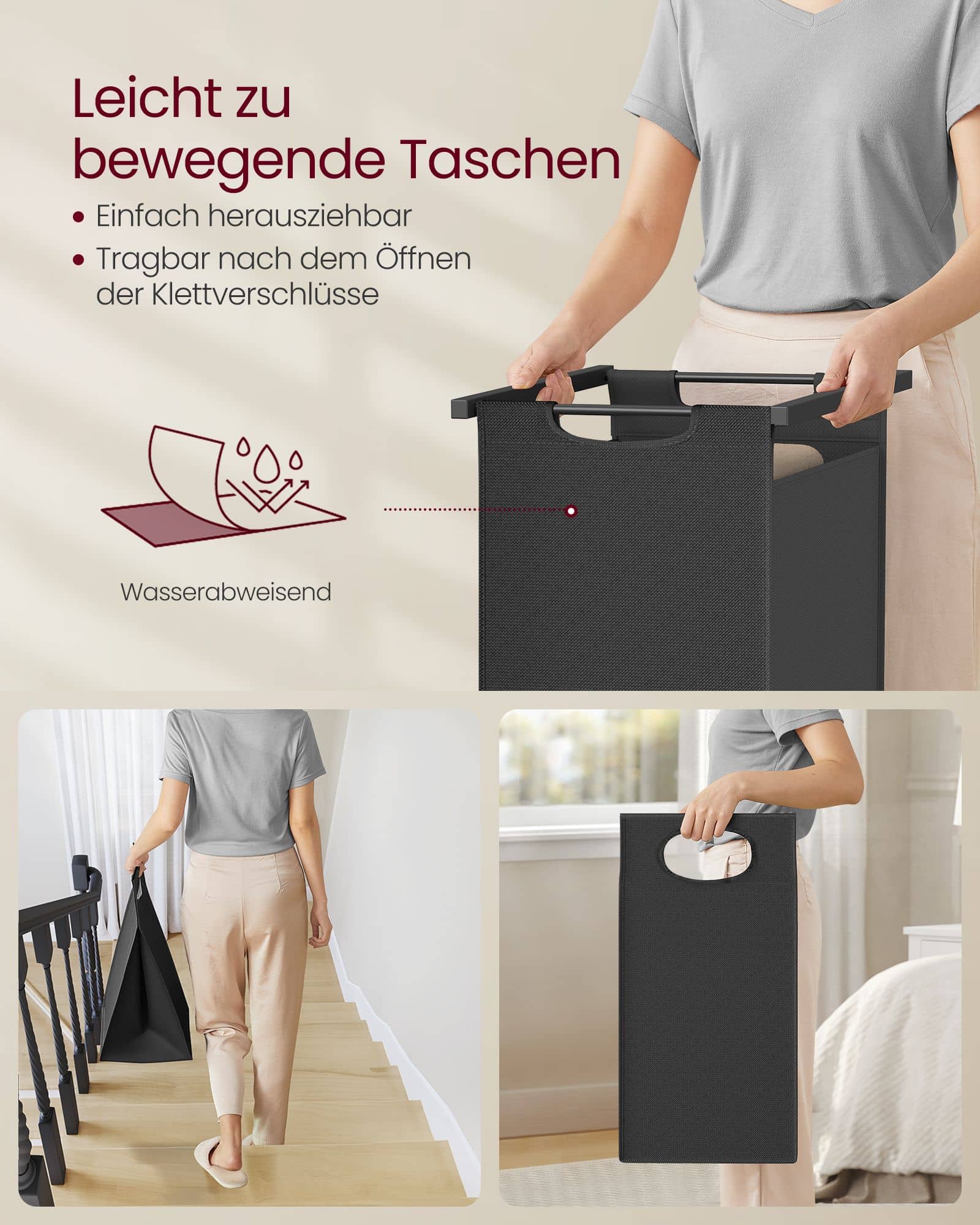 Wäschekorb mit Handtuchleiter vintagebraun-schwarz Wäschekorb mit Handtuchleiter vintagebraun-schwarz