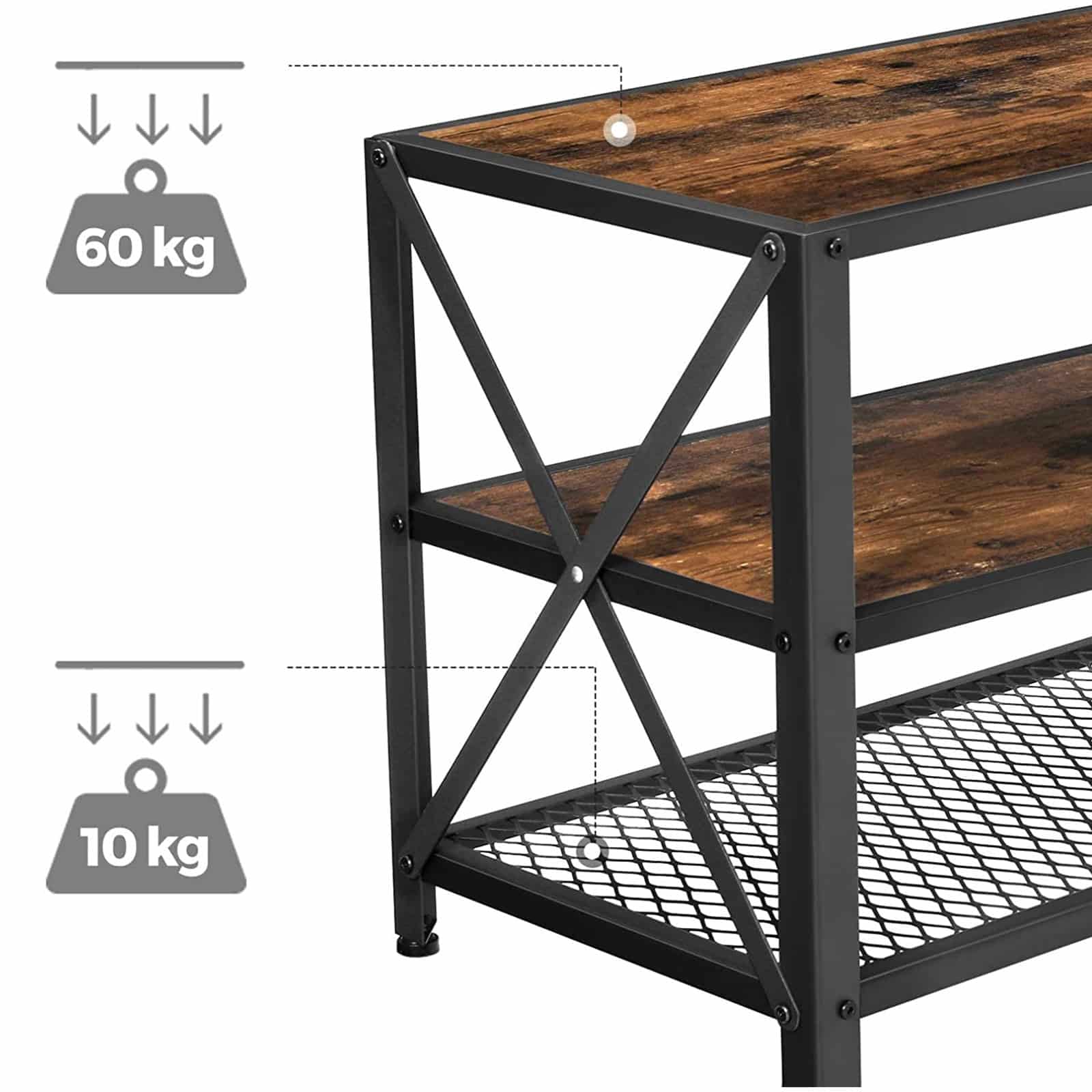 LTV096B01-5 Detailansicht der zusätzlichen Ablagen des VASAGLE LTV096B01