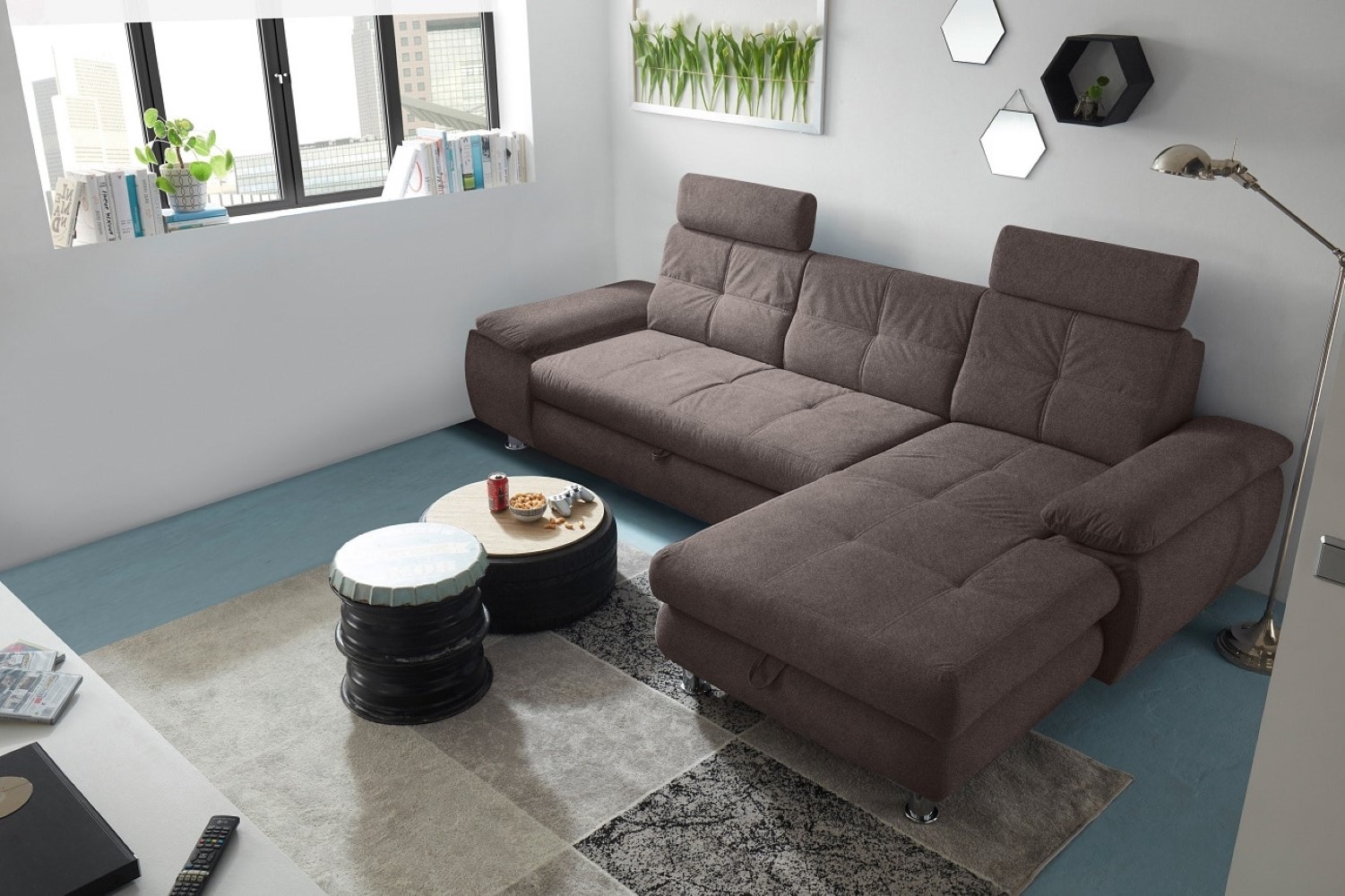 Ecksofa Alba von Ed Exciting Design – Stilvolles Sofa mit Stoff Brego, Schlaffunktion & Bettkasten, beidseitig bestellbar