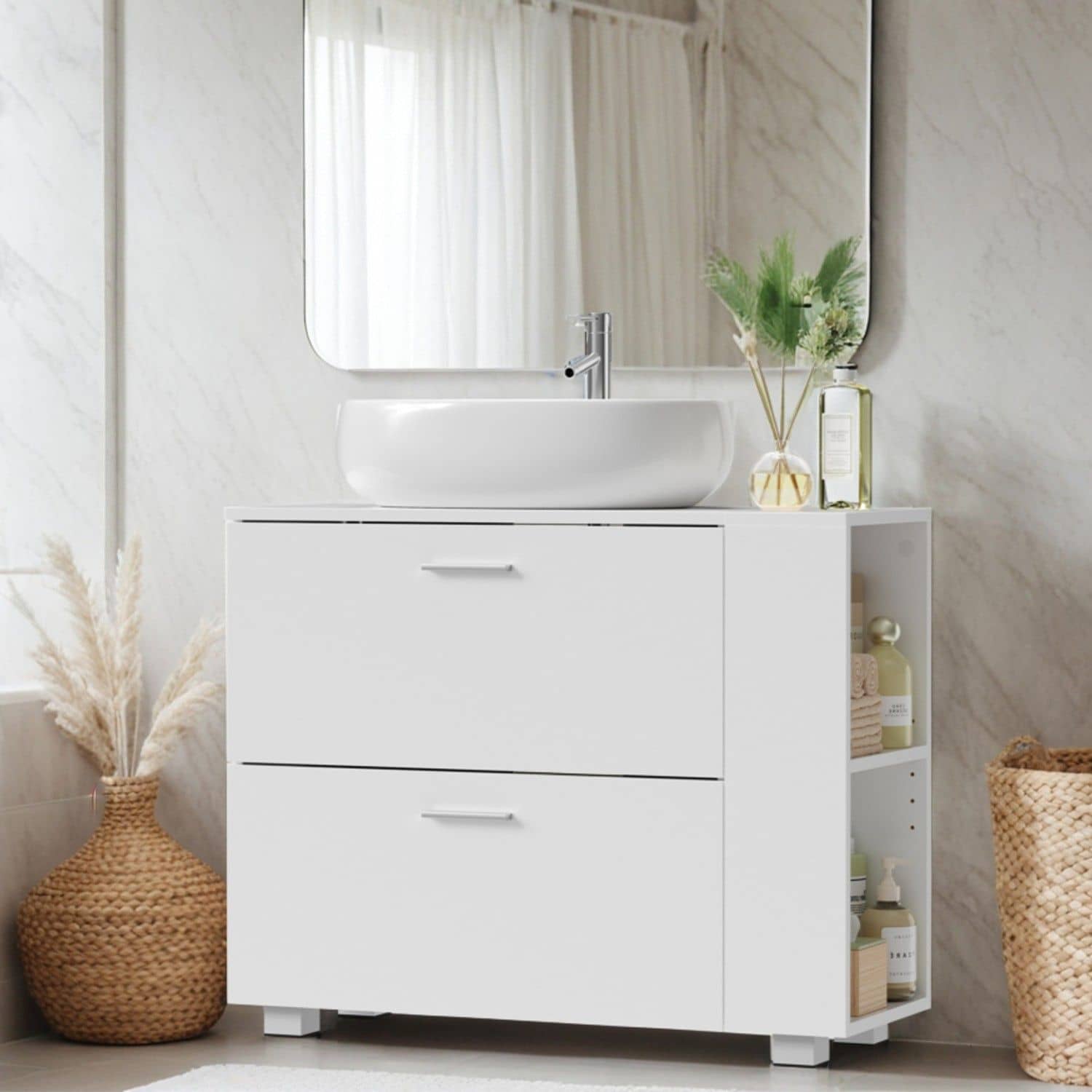 Waschbeckenunterschrank, offene Fächer, Badschrank Waschbeckenunterschrank, offene Fächer, Badschrank