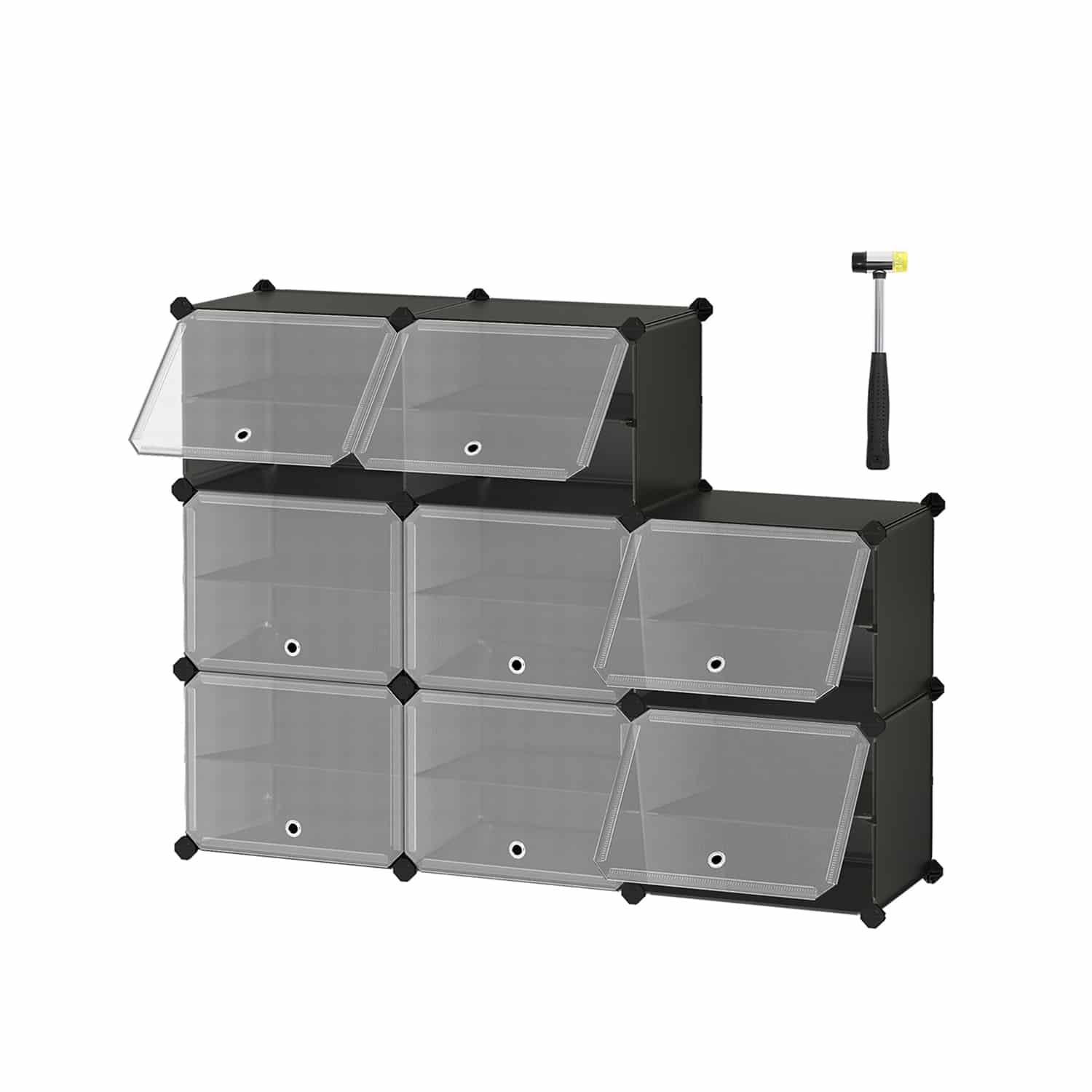 Schuhregal mit 8 Fächern schwarz