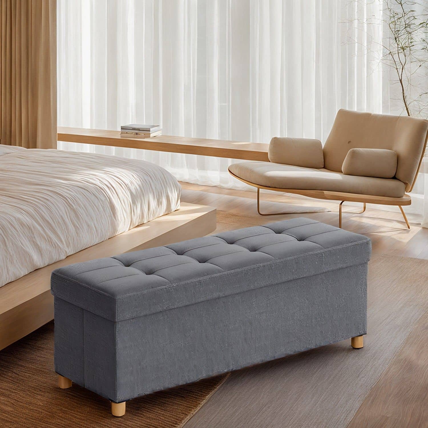 Sitzhocker, klappbare Sitzbank mit Stauraum, Beinen Sitzhocker, klappbare Sitzbank mit Stauraum, Beinen