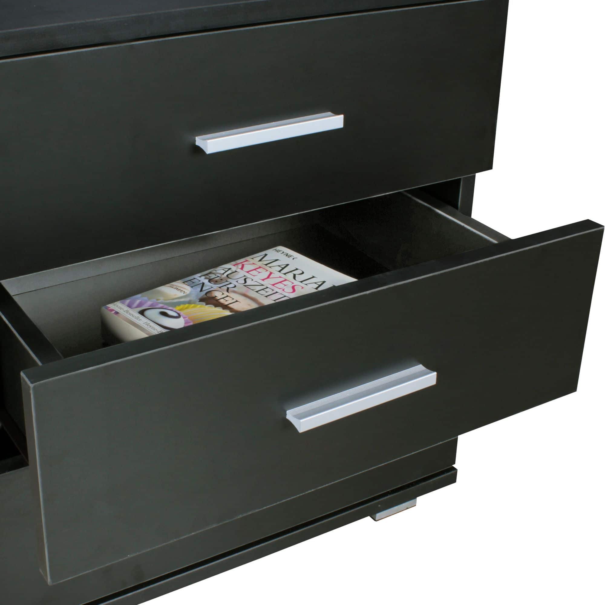 Nachtkonsole LATINA Holz Nachttisch modern mit 3 Schubladen schwarz Nachtkonsole LATINA Holz Nachttisch modern mit 3 Schubladen schwarz