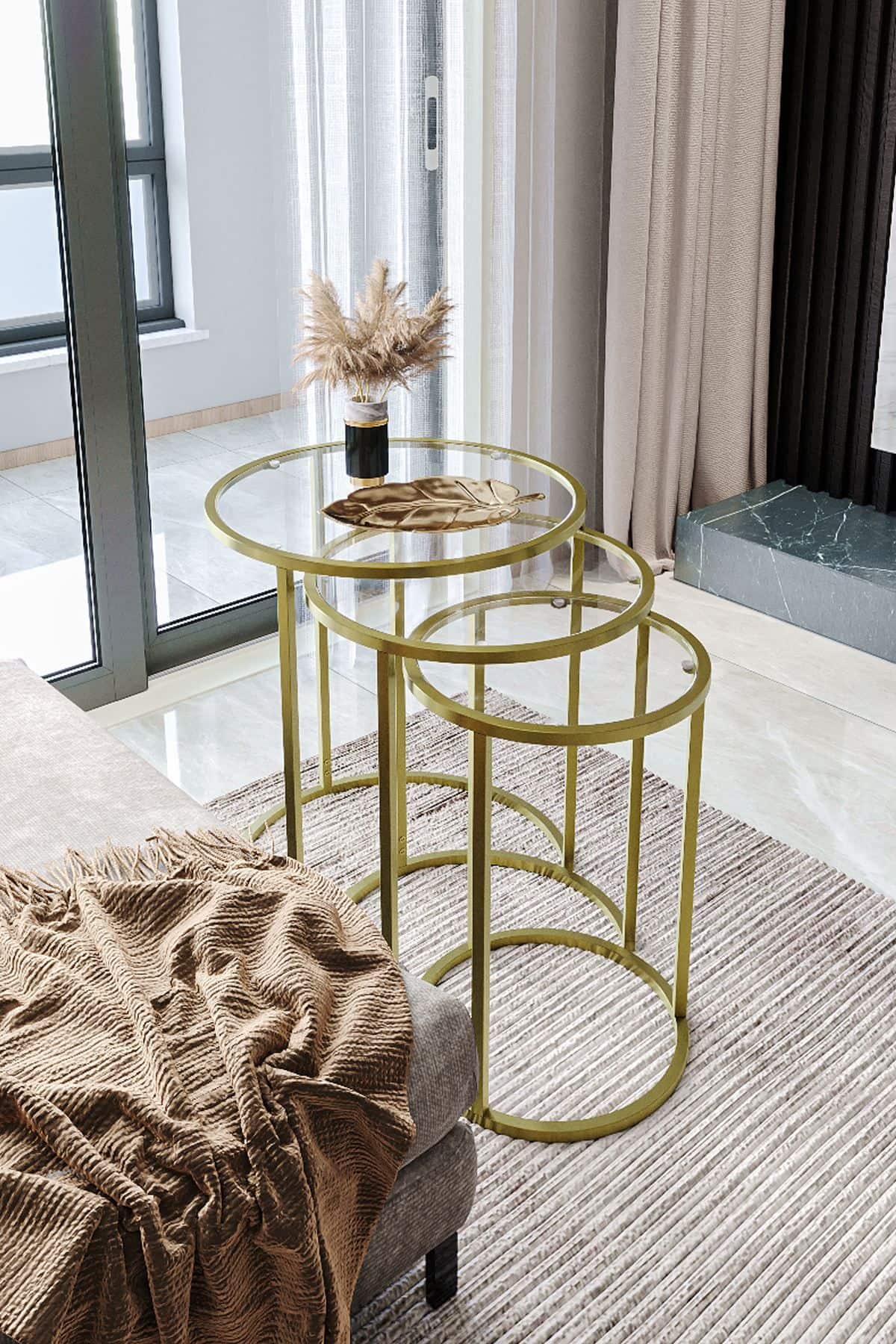 Alya - gold, transparent - 3er Satztisch Alya - gold, transparent - 3er Satztisch