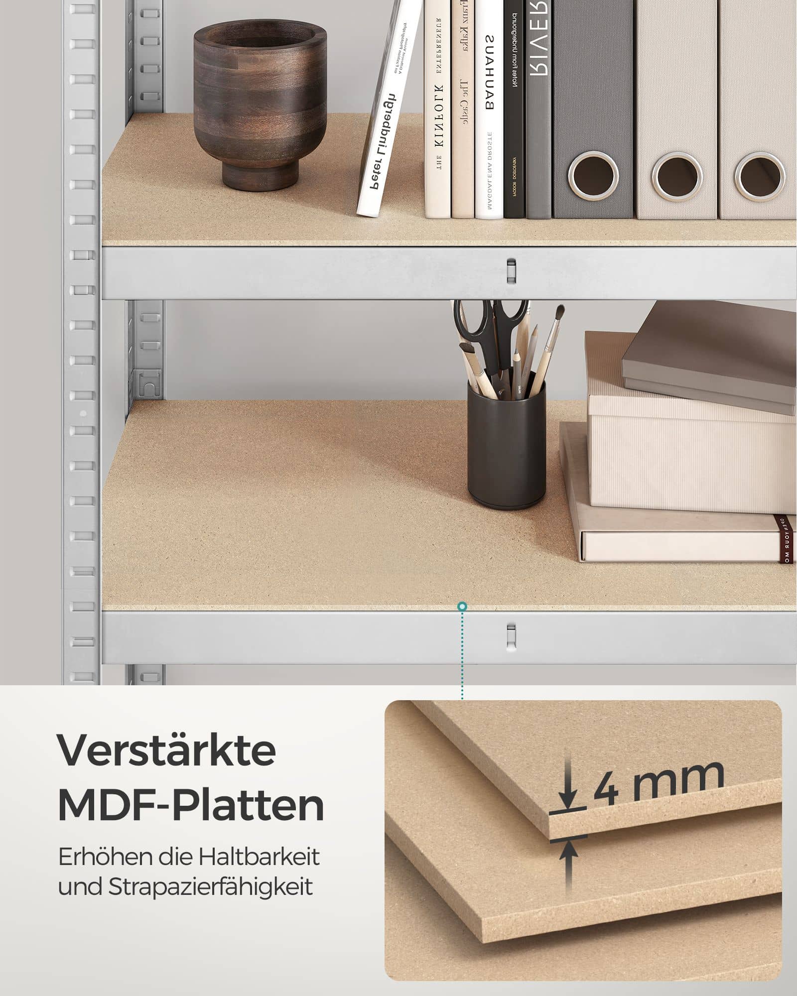 Schwerlastregal mit Stahlgestell silbern-GLR030E02 Schwerlastregal mit Stahlgestell silbern-GLR030E02