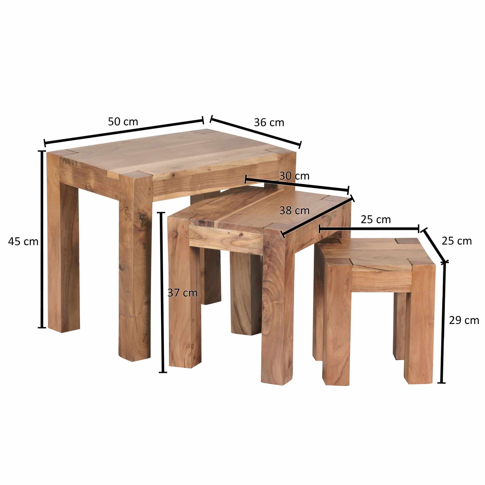 3er Set MUMBAI Satztisch Massiv-Holz Akazie Wohnzimmer-Tisch Landhaus-Stil Beistelltisch dunkel-braun Naturholz 3er Set MUMBAI Satztisch Massiv-Holz Akazie Wohnzimmer-Tisch Landhaus-Stil Beistelltisch dunkel-braun Naturholz