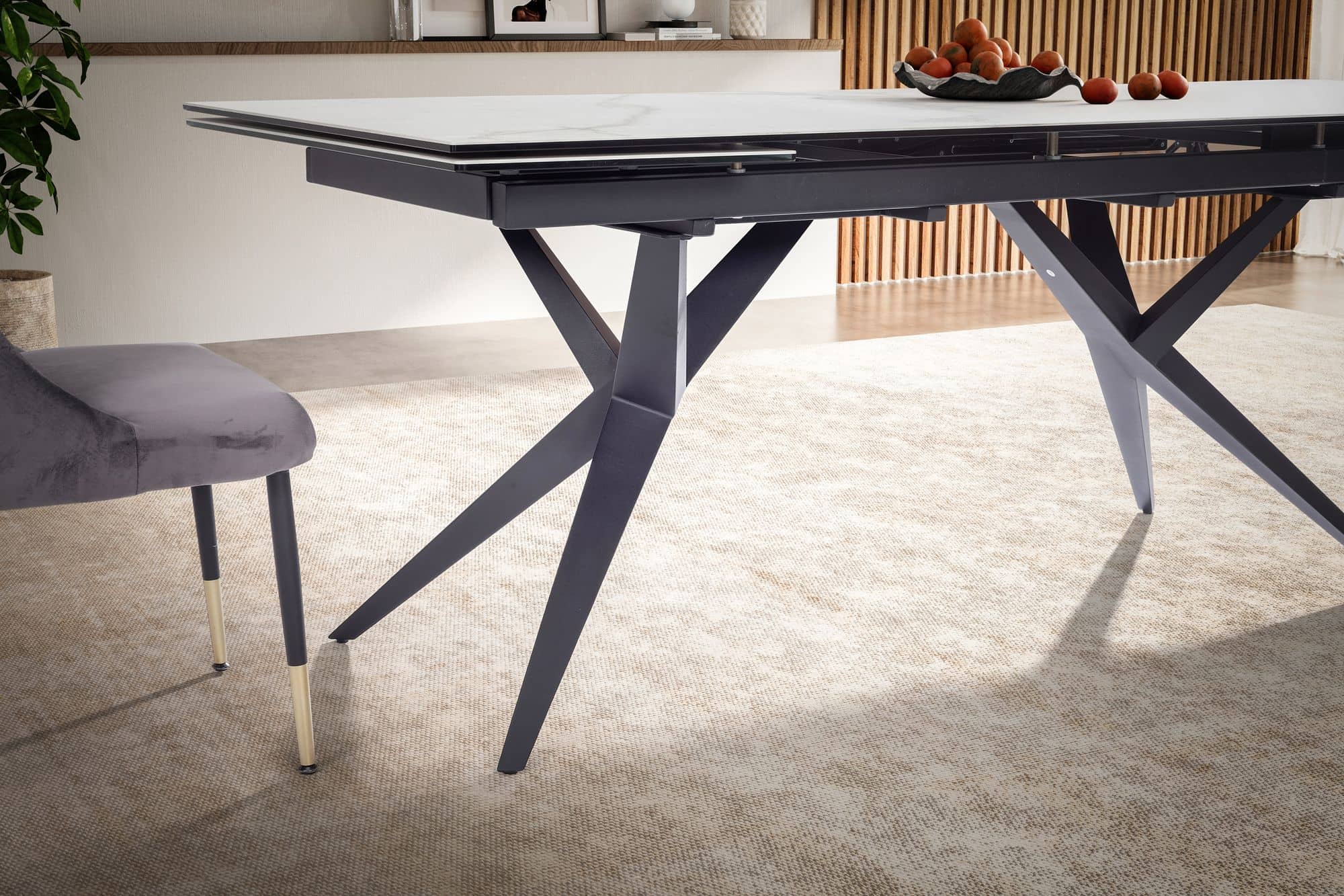 Esszimmertisch 180 - 260 cm Ausziehbar Keramik Glas Weiß Esszimmertisch 180 - 260 cm Ausziehbar Keramik Glas Weiß