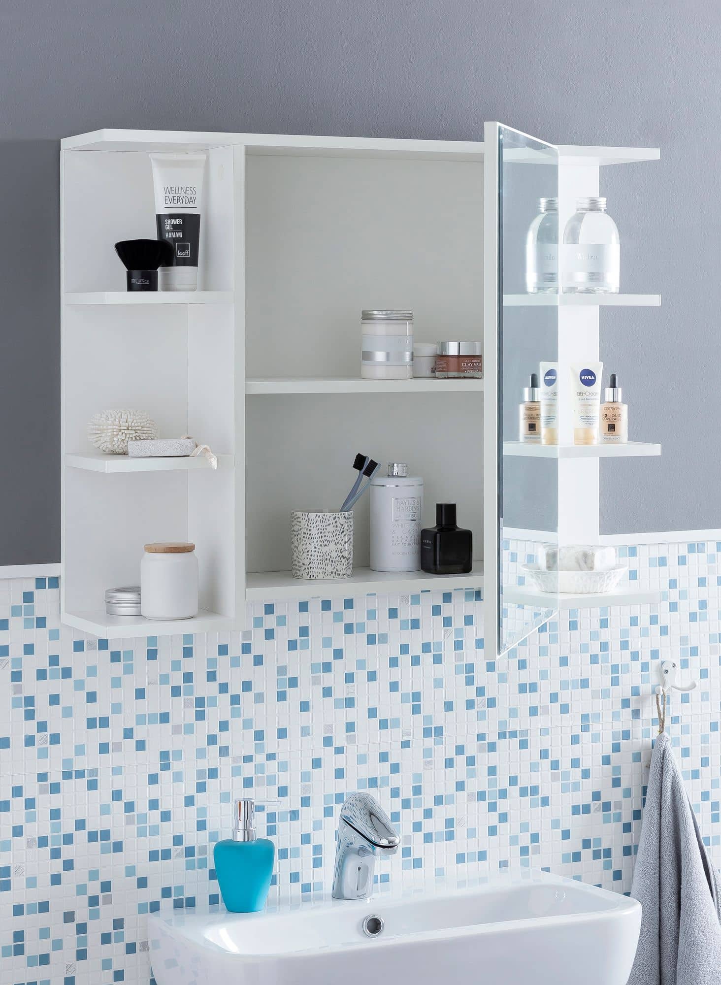 47559-WOHNLING-Haengeschrank-BUBBLE-80x21x64-cm-W_4 Hängeschrank WL5.754 Weiß 80x64,5x20cm Spanplatte Spiegelschrank Modern