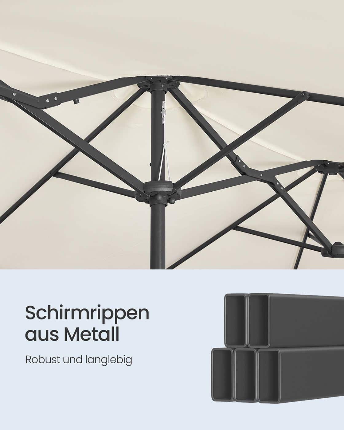 Doppelsonnenschirm 394 x 200 cm UPF 50+ ohne Ständer beige Doppelsonnenschirm 394 x 200 cm UPF 50+ ohne Ständer beige