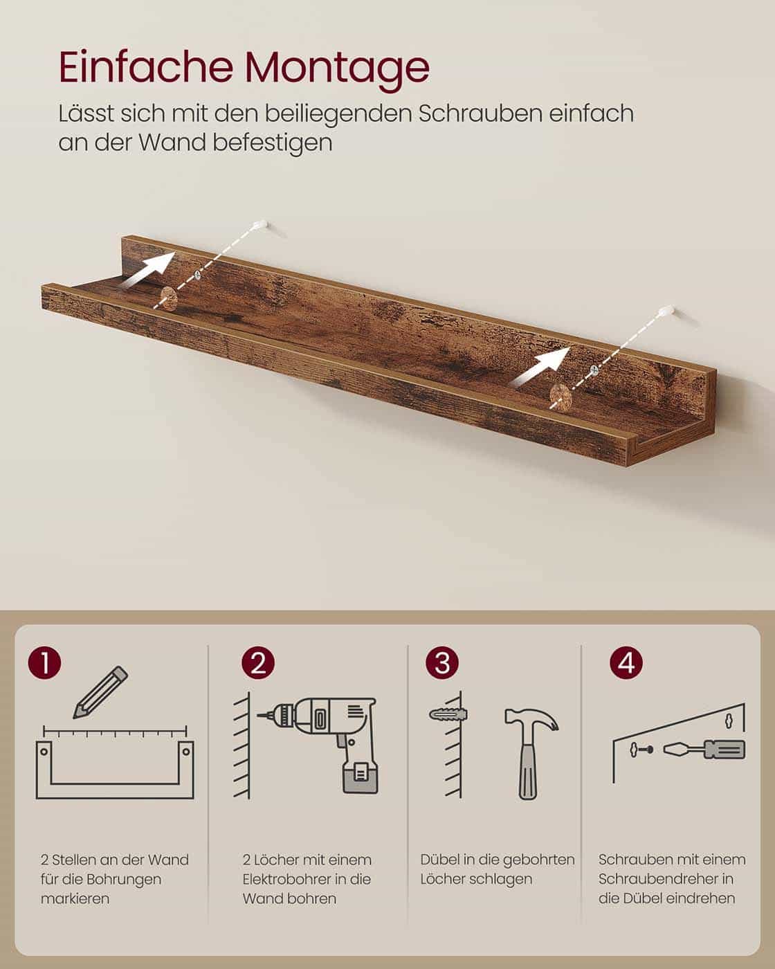 Wandregale 2er Set Vintagebraun