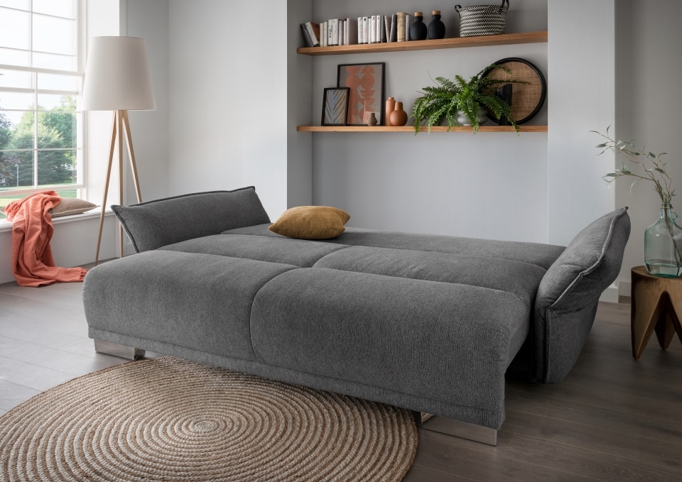 Benformato_Pera_4FAFBK_9754_ZK_9760-444 Charmantes Grau-Braunes Big Sofa 'Pera' mit Schlaffunktion