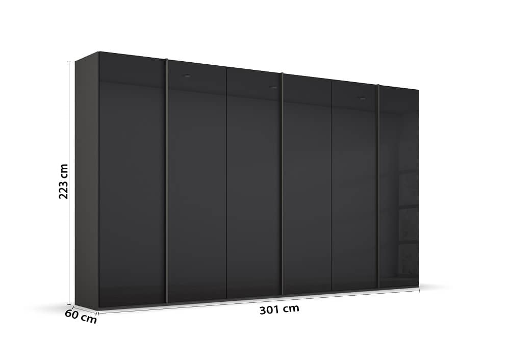 6-türiger Kleiderschrank SKAT Meridian von rauch mit Glasfront - in drei verschiedenen Farbvarianten, alpinweiß, seidengrau, graphit