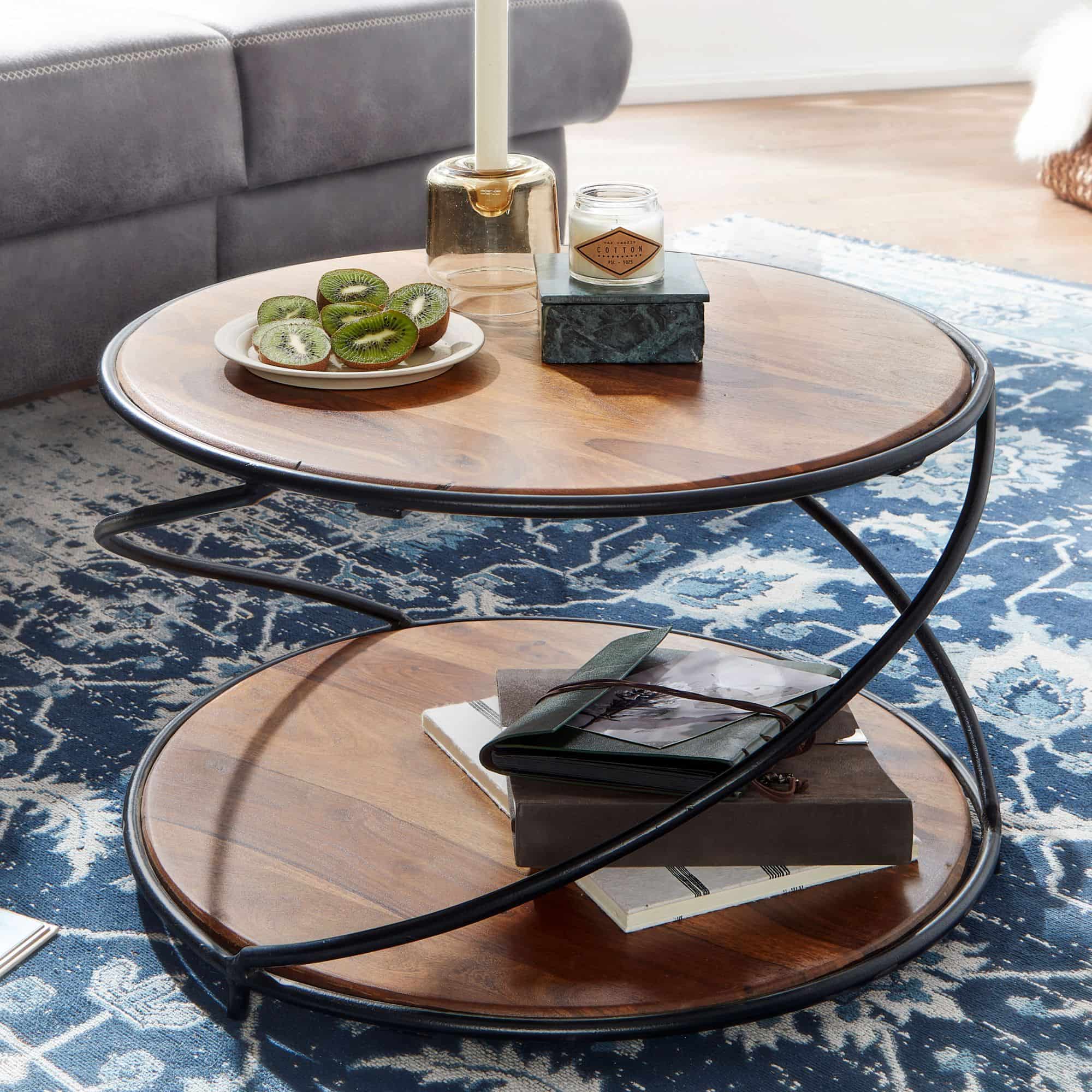 64613-Wohnling-Couchtisch-58x58x35-cm-Sheesham-WL6-551-WL6-551_2 Couchtisch 58x58x35 cm Sheesham Massivholz / Metall Sofatisch Rund