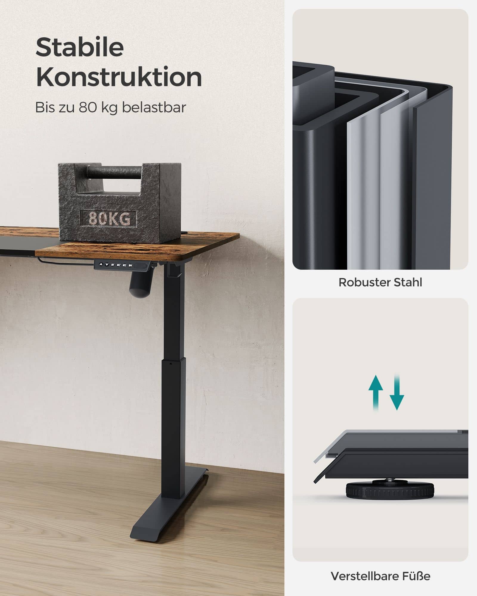 Höhenverstellbarer Schreibtisch elektrisch pastellgelb-basisweiß Höhenverstellbarer Schreibtisch elektrisch pastellgelb-basisweiß