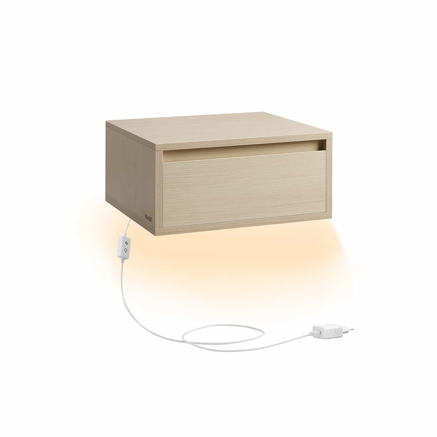 Nachttisch hängend mit Leuchten in 3 Farben naturbeige Nachttisch hängend mit Leuchten in 3 Farben naturbeige