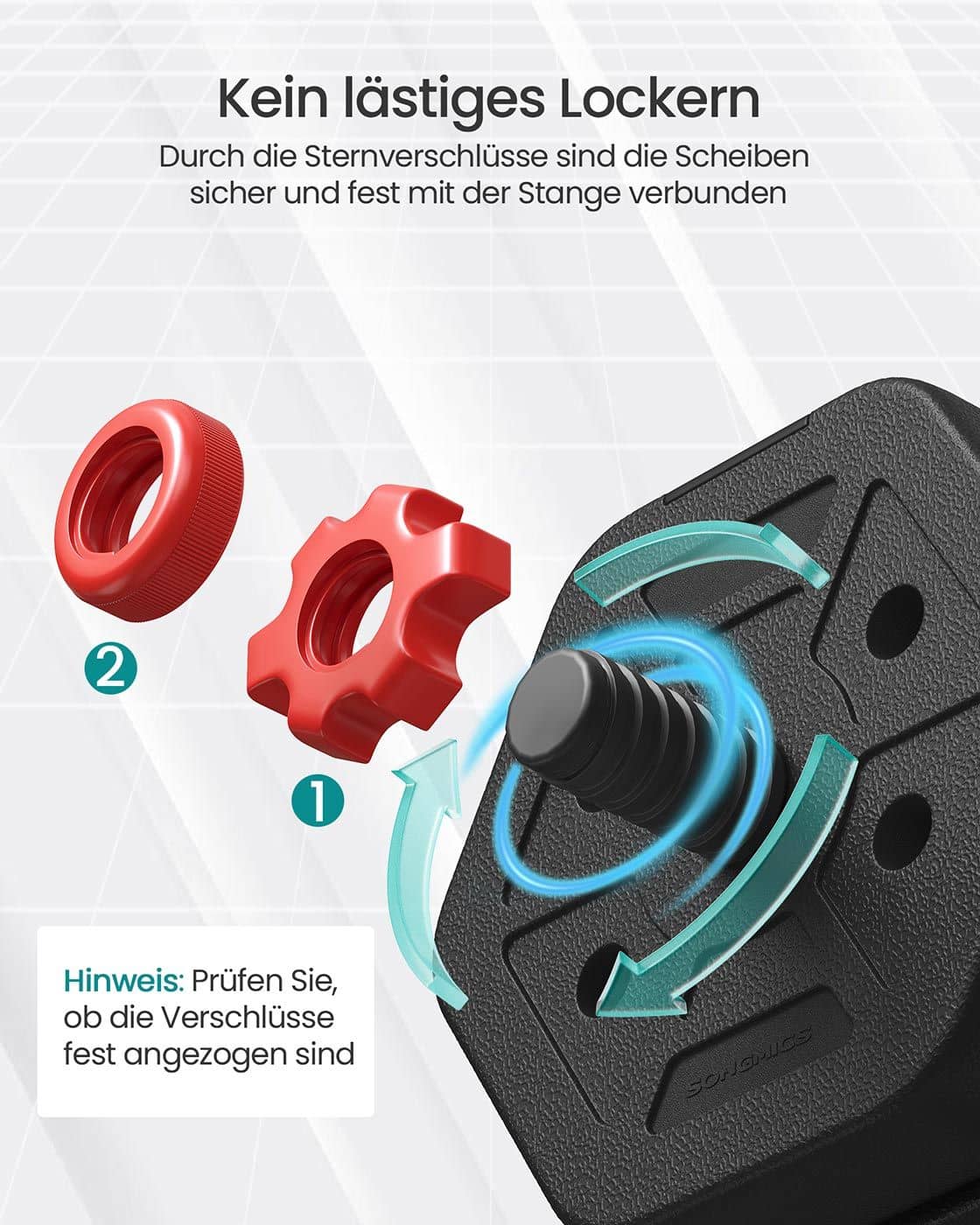 Hantelset mit Verbindungsstange 20 kg für Zuhause tintenschwarz