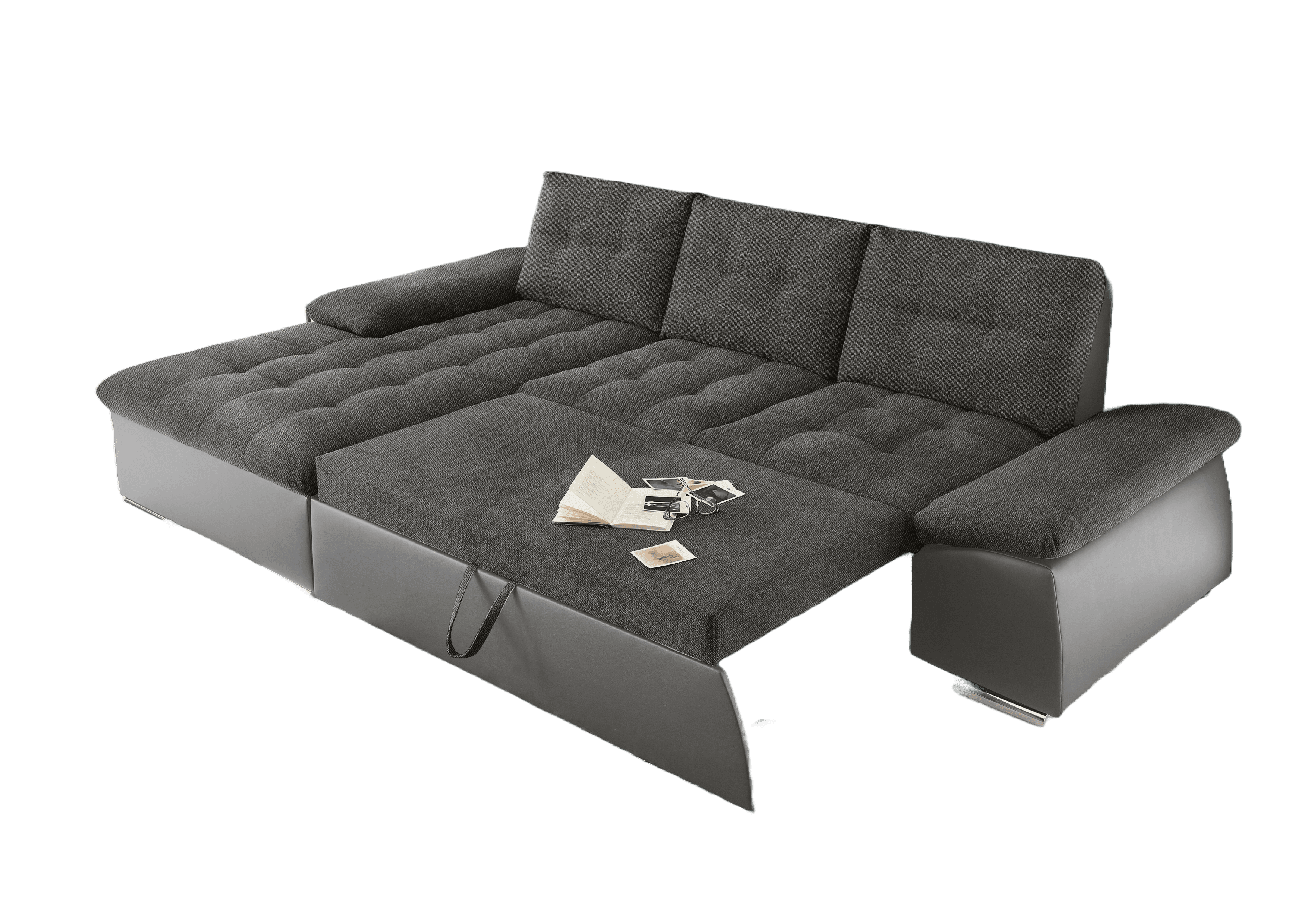 Ecksofa Jakarta Dunkelgrau | Lawa – Modernes Sofa mit Schlaffunktion & verstellbaren Armlehnen Ecksofa Jakarta Dunkelgrau | Lawa – Modernes Sofa mit Schlaffunktion & verstellbaren Armlehnen