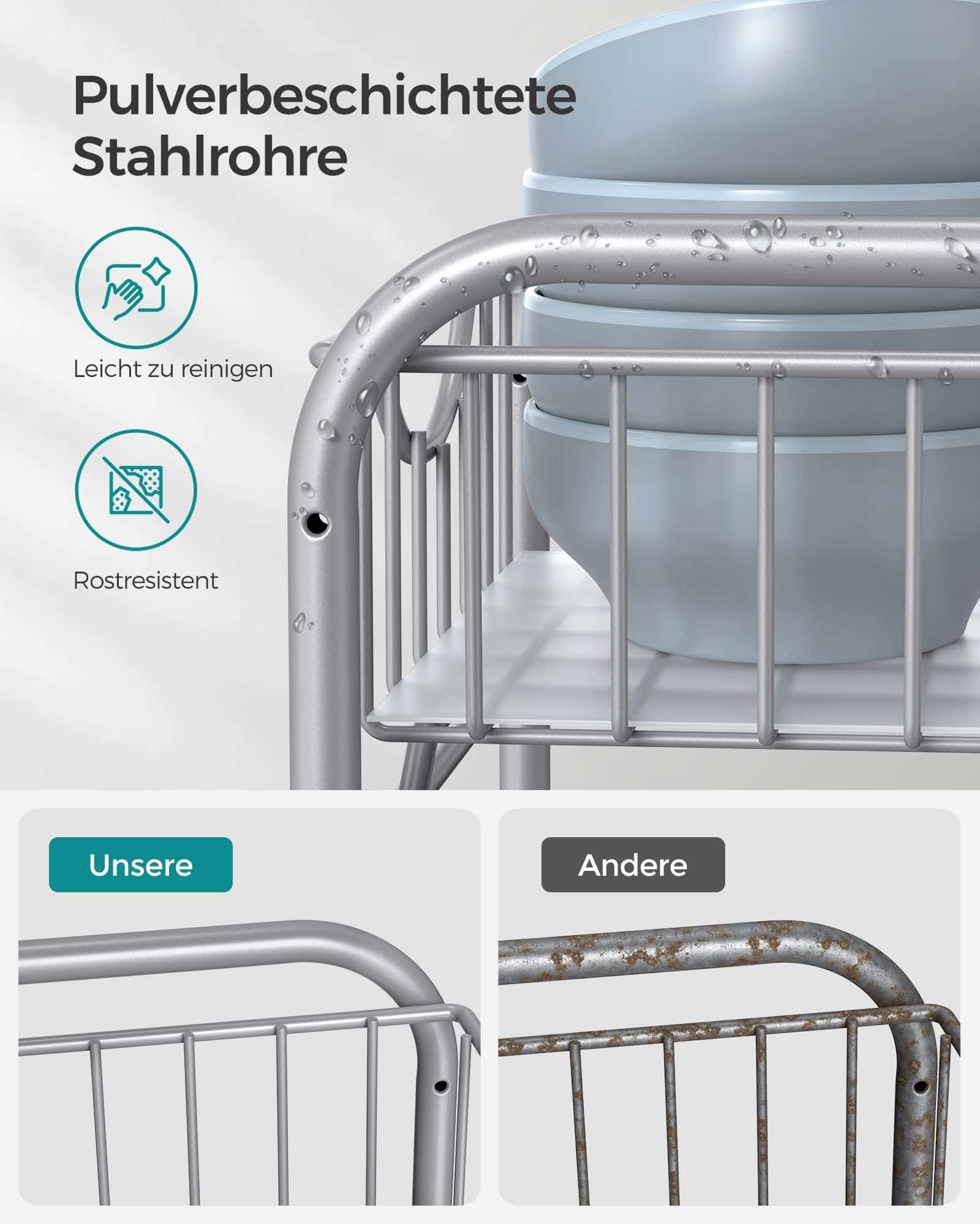 Küchenschrank Organizer 2er Set metallisches Silber-KCS017E02