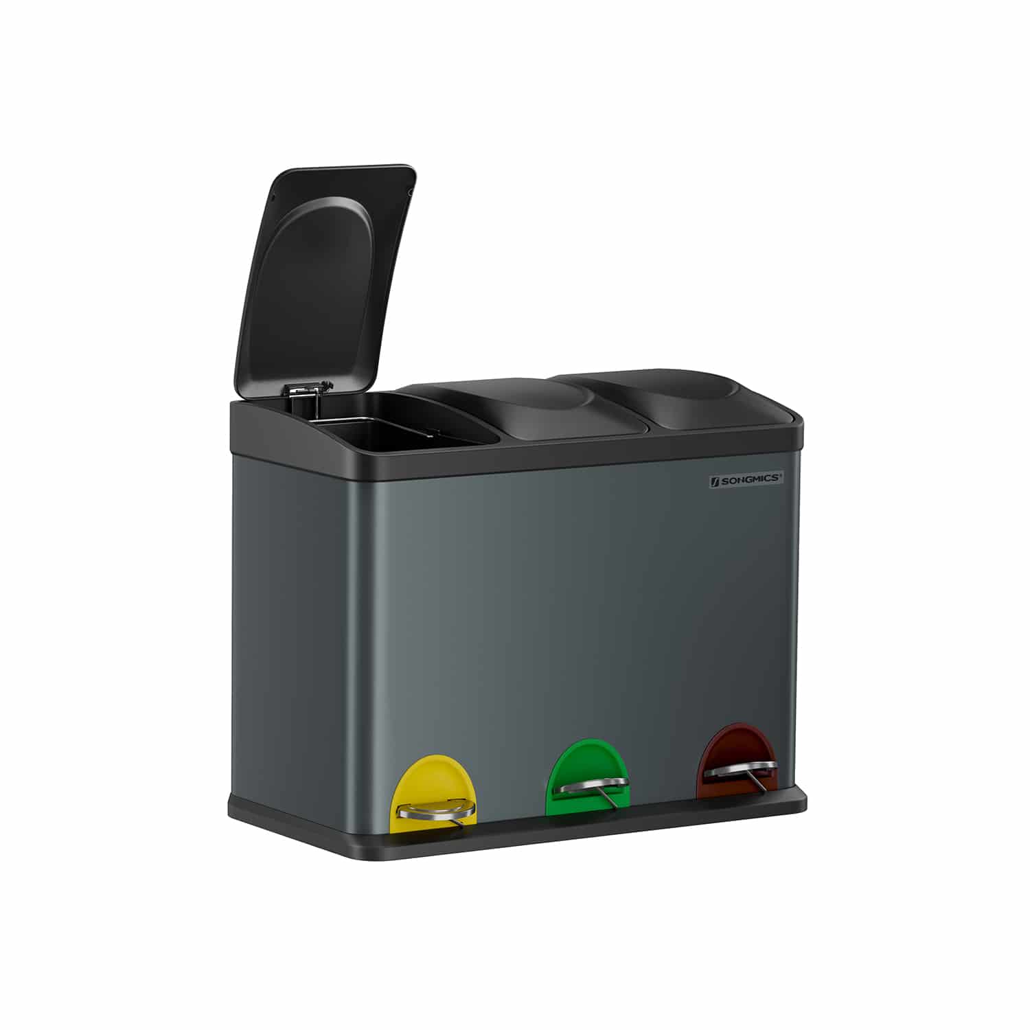 Mülleimer 3 x 15 Liter mit Deckel und Inneneimer rauchgrau-schwarz-LTB45G Mülleimer 3 x 15 Liter mit Deckel und Inneneimer rauchgrau-schwarz-LTB45G