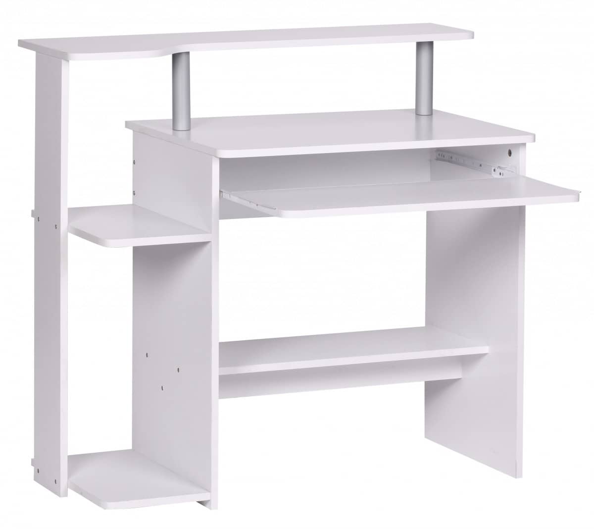 32708-Wohnling-Computertisch-Dennis-Weiss-WL1-153xIkeMycoF4q1m Computertisch WL1.153 Weiß 94x90,5x48,5 cm Laptop Tisch Modern mit Tastaturauszug