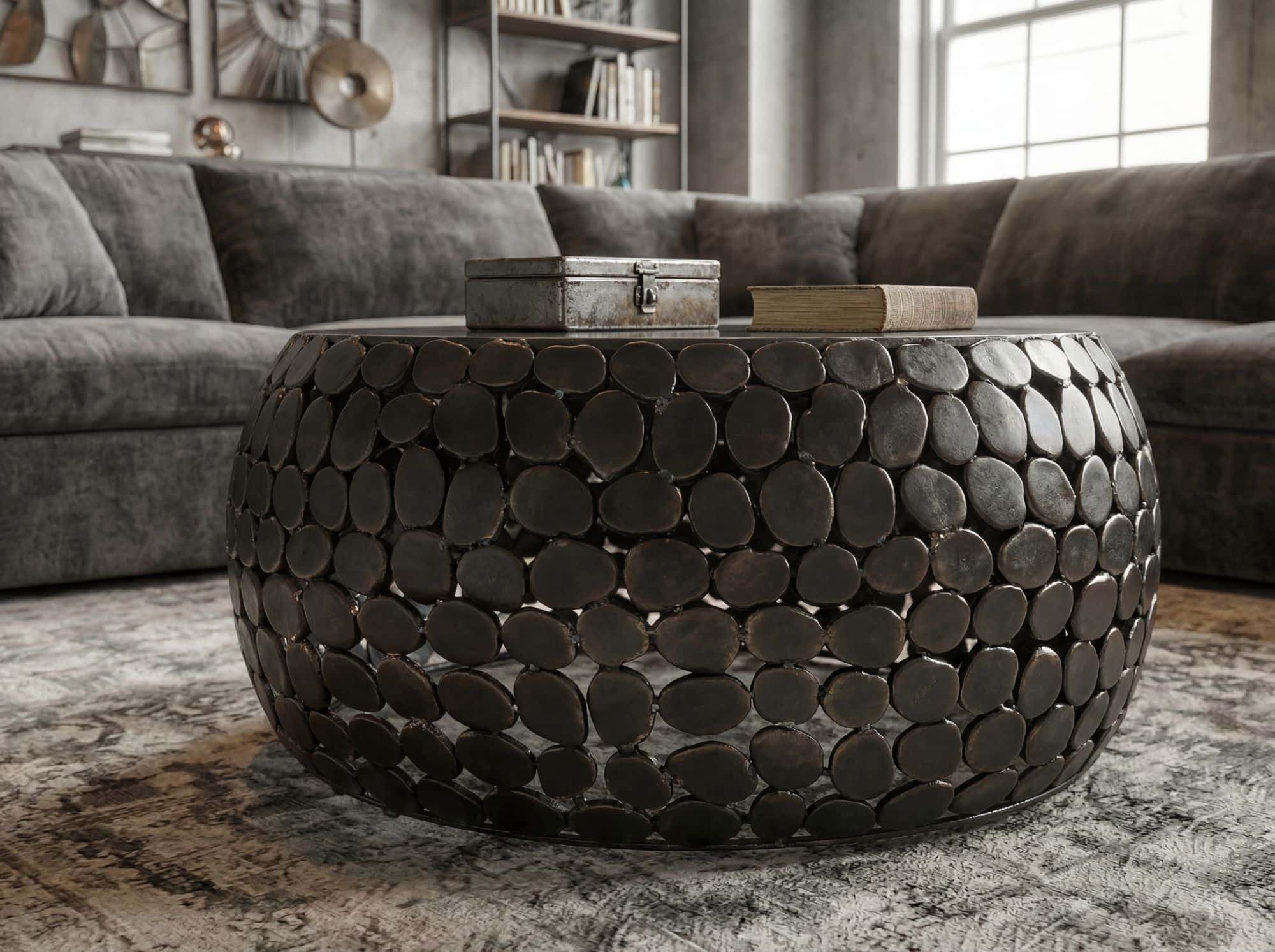 Design Couchtisch rund 65 cm aus Aluminium und schwarzer Marmor Tischplatte - Wohnzimmertisch Alu - Metall Sofatisch - Beistelltisch Wohnzimmer - Handmade Design Couchtisch rund 65 cm aus Aluminium und schwarzer Marmor Tischplatte - Wohnzimmertisch Alu - Metall Sofatisch - Beistelltisch Wohnzimmer - Handmade