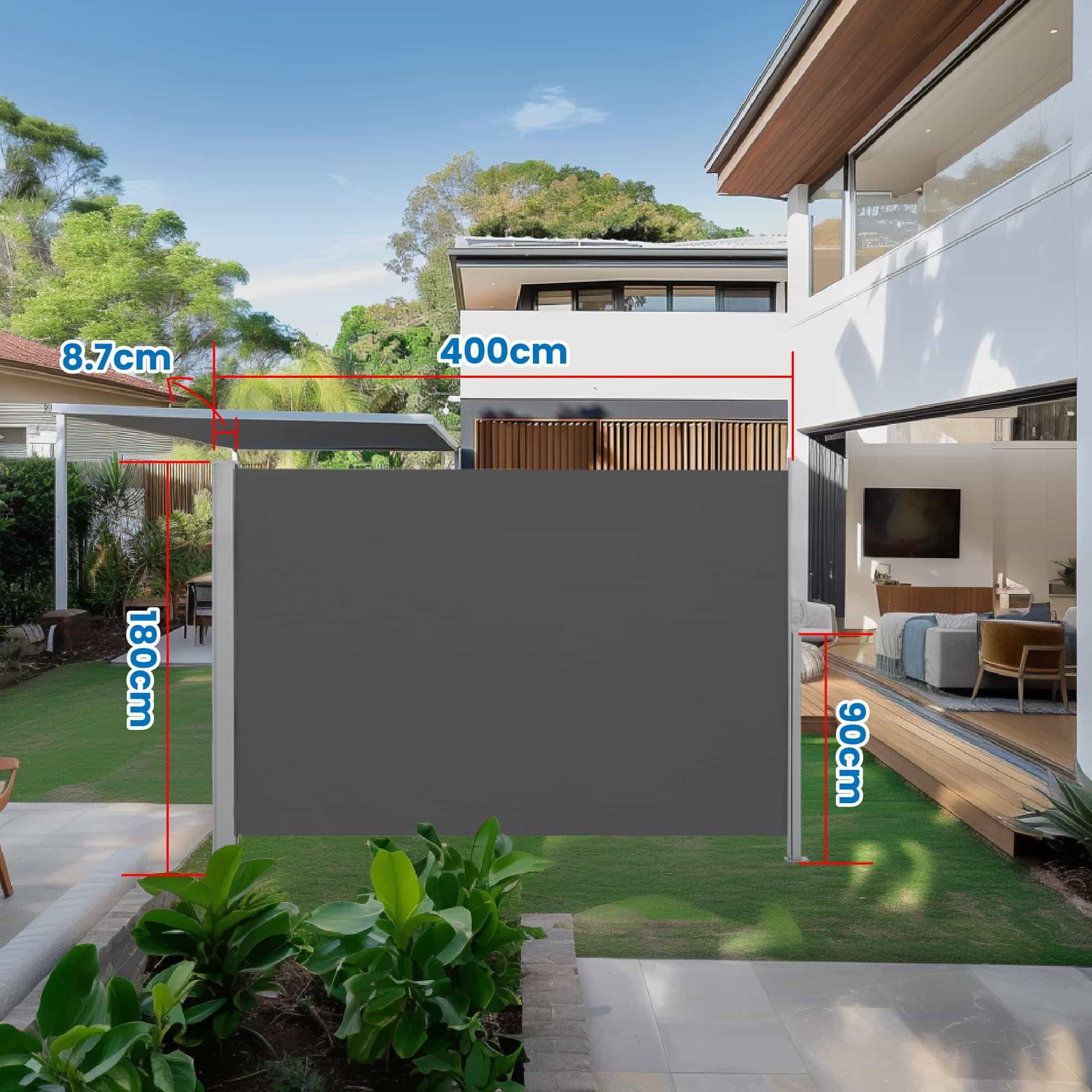 Seitenmarkise mit Stahl-Kasten, rostbeständig, ausziehbar Seitenmarkise mit Stahl-Kasten, rostbeständig, ausziehbar