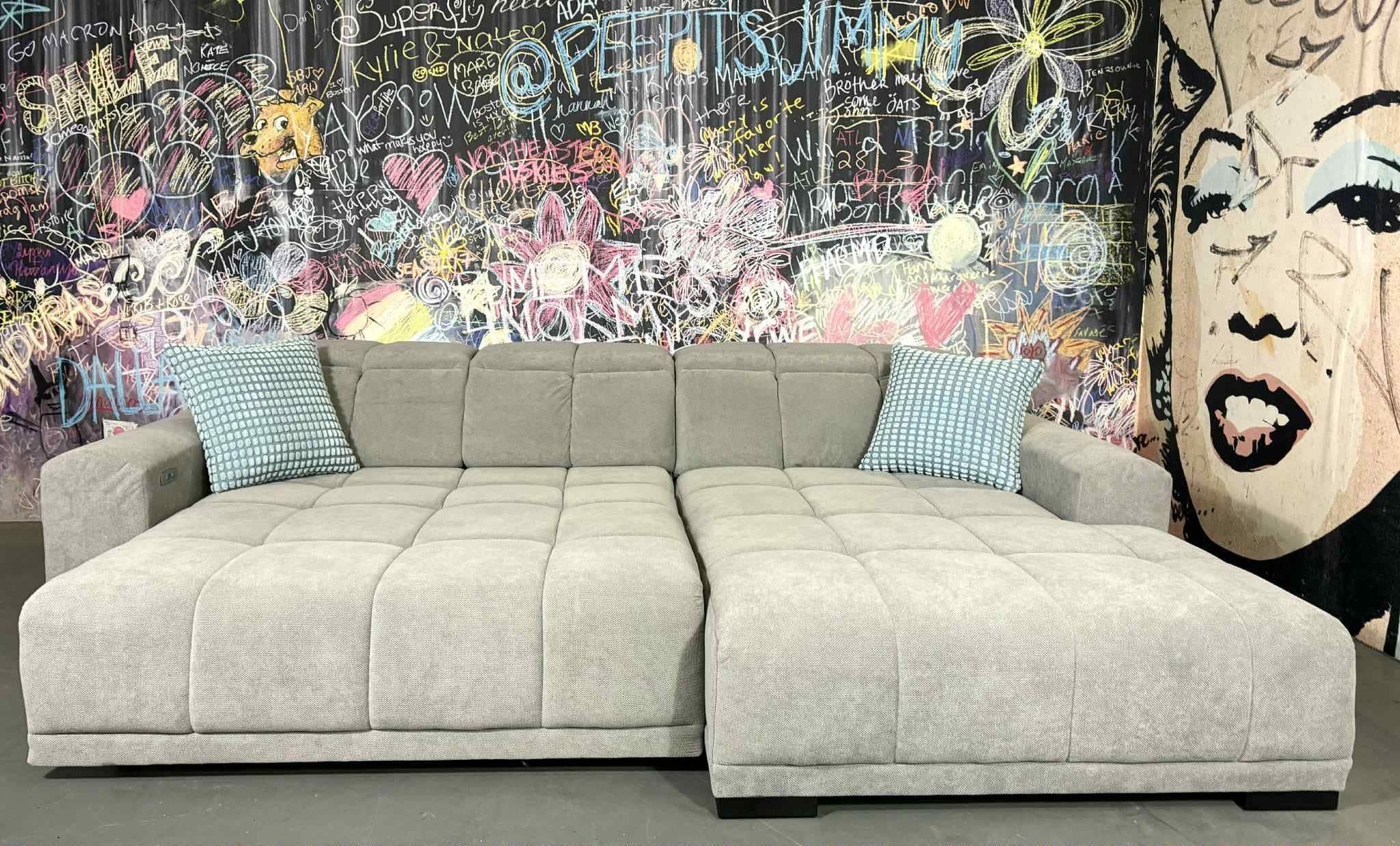 Sofa Amora Grau Mikrofaser rechts mit Elektrofunktion | Mikrofaser Flachgewebe