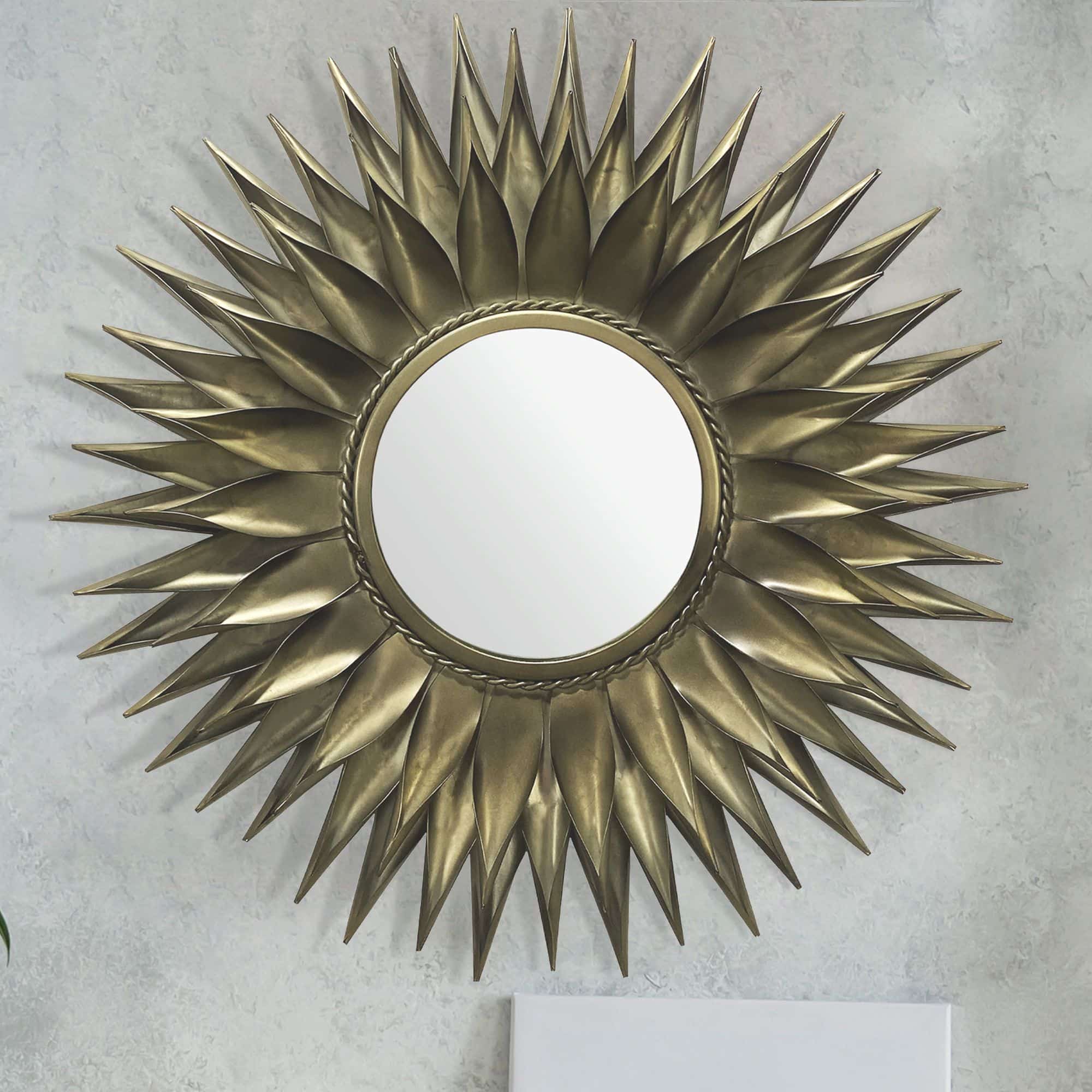 Wandspiegel Sonne 74 cm Metall Design Hängespiegel Messing Antik Wandspiegel Sonne 74 cm Metall Design Hängespiegel Messing Antik