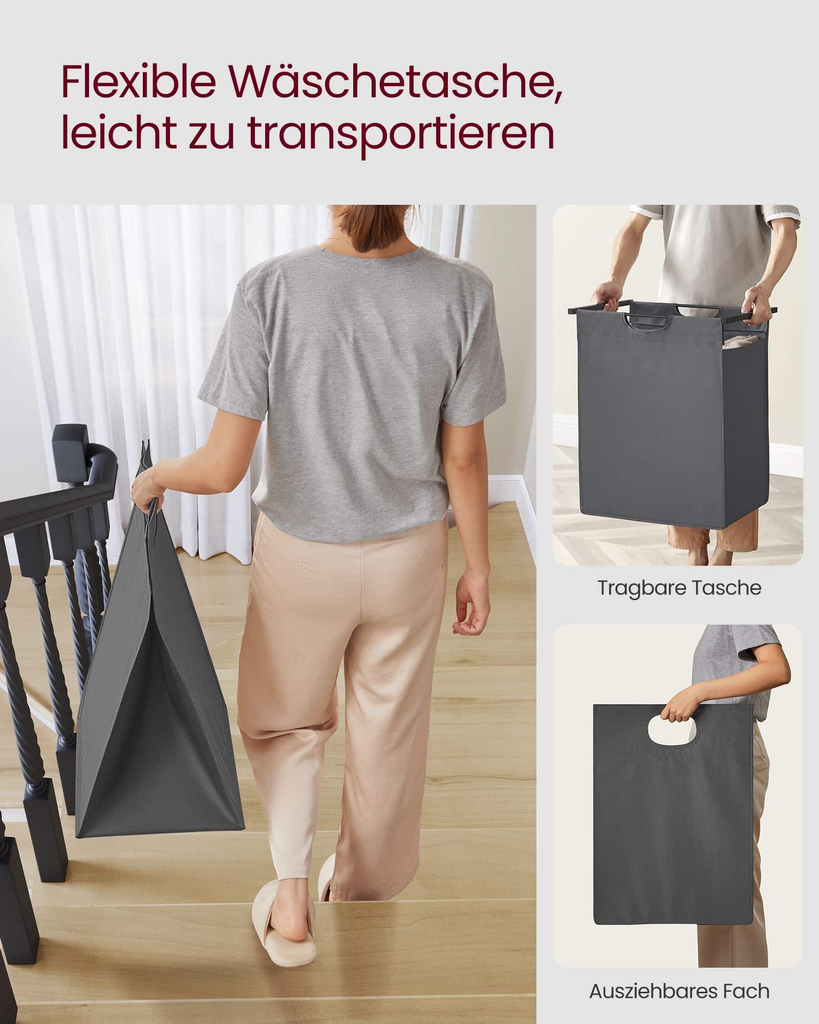 Wäschesammler mit Ablage Metallrahmen schwarz-grau Wäschesammler mit Ablage Metallrahmen schwarz-grau