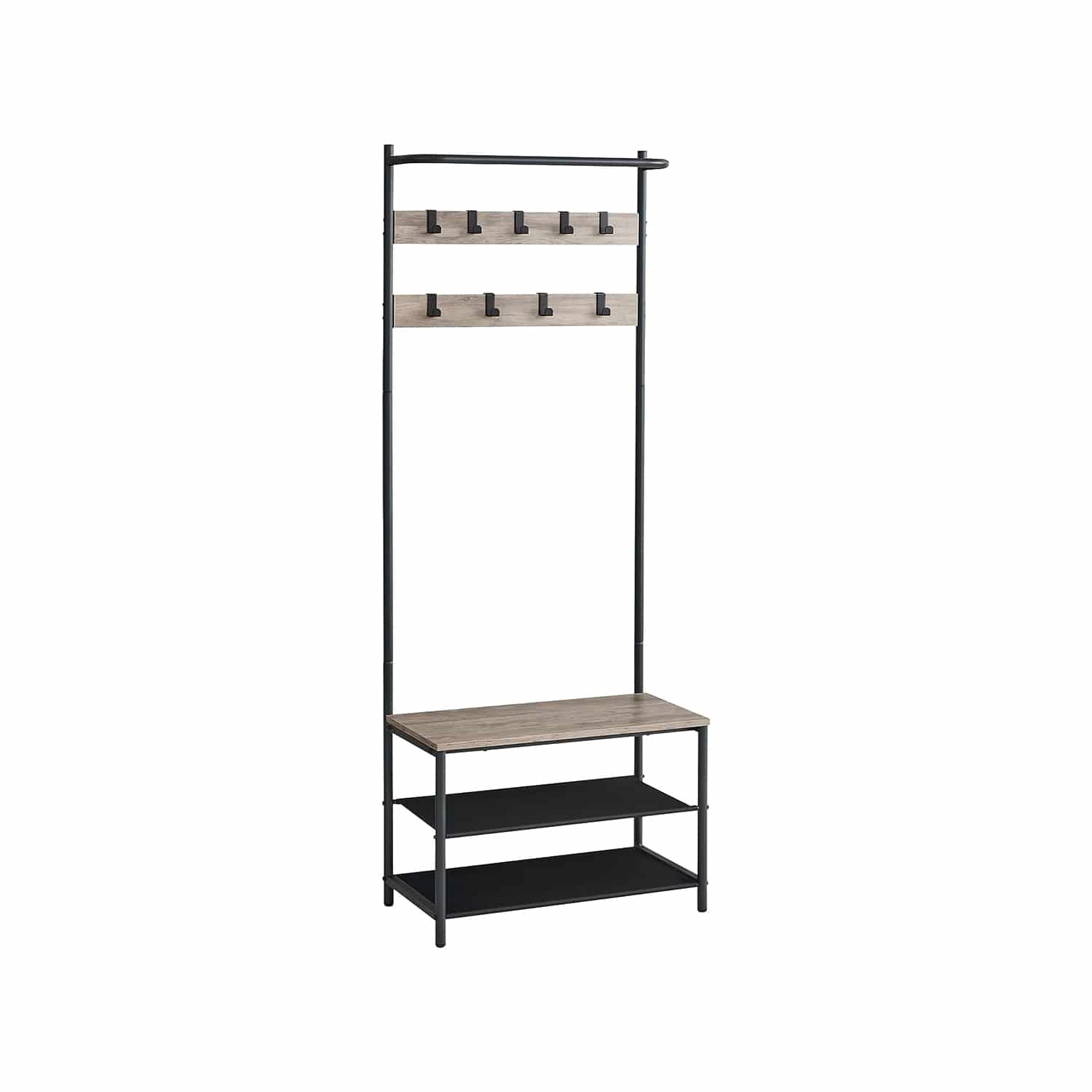Garderobenständer mit 9 Haken 32,2 x 64 x 180 vintagebraun-schwarz