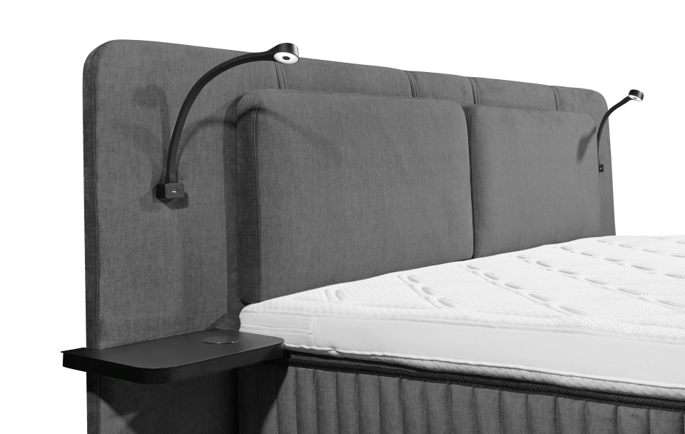 Milazzo_Aphrodite_Detail_Graphite Futuristischer Charme: Das ED Exciting Design Boxspringbett Milazzo in Aphrodite Graphite – Erleben Sie höchsten Schlafkomfort dank 9-Zonen-Tonnentaschenfederkern und Wireless Charging