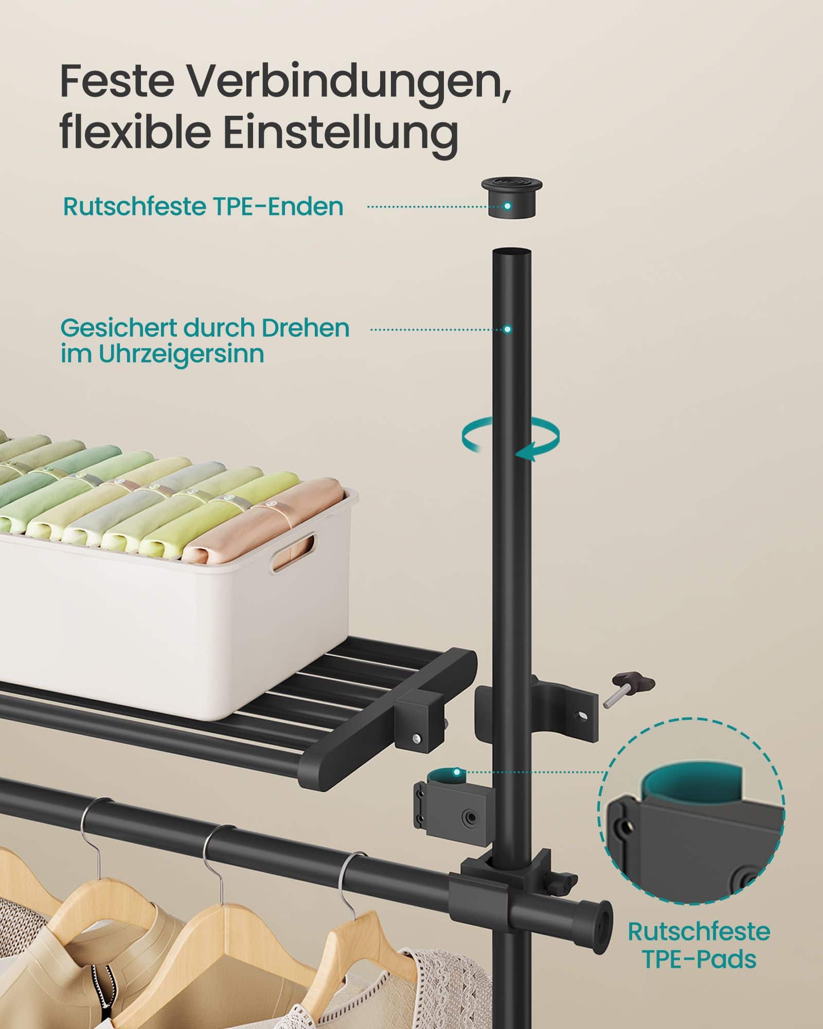 Kleiderständer 33,5 x (162-238) x (208-310) cm mattschwarz Kleiderständer 33,5 x (162-238) x (208-310) cm mattschwarz