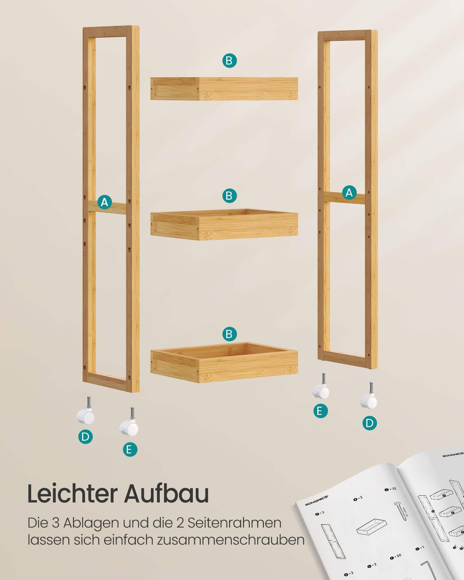 Badezimmerregal mit 3 Ebenen schmal platzsparend Badezimmerregal mit 3 Ebenen schmal platzsparend