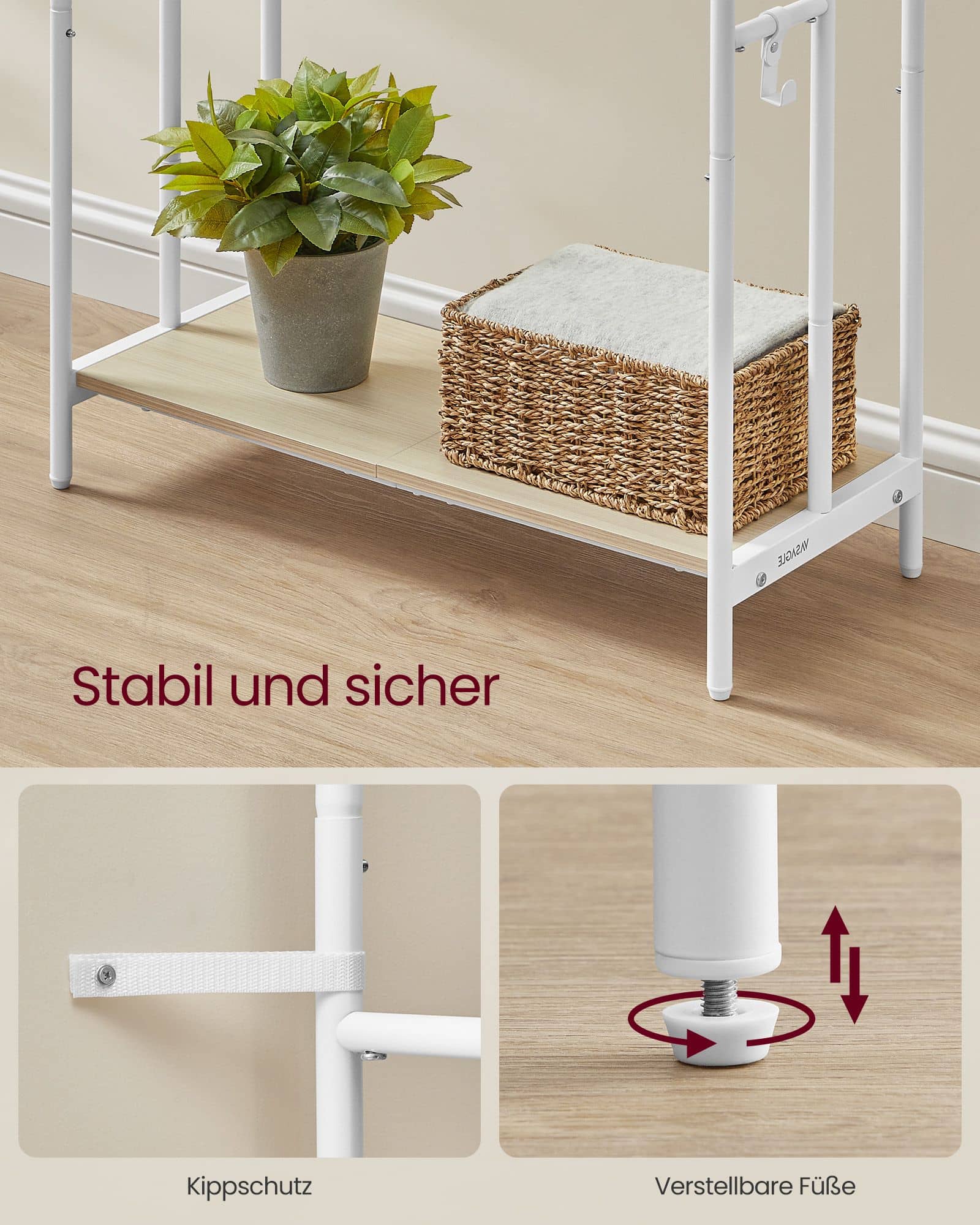 Handtuchhalter mit 3 Stangen wolkenweiß-naturbeige Handtuchhalter mit 3 Stangen wolkenweiß-naturbeige