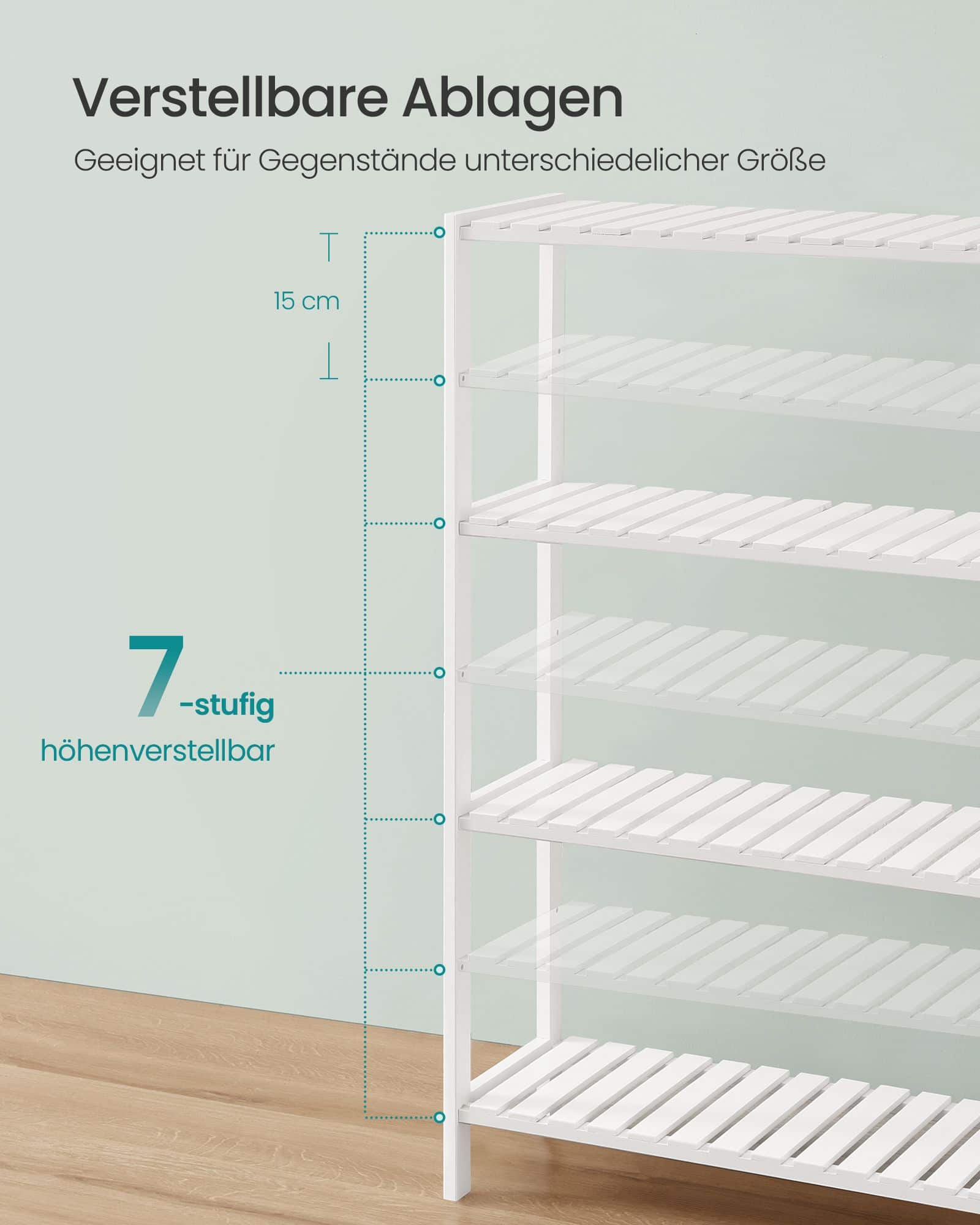 Badezimmerregal aus Bambus 26 x 60 x 100 cm weiß Badezimmerregal aus Bambus 26 x 60 x 100 cm weiß