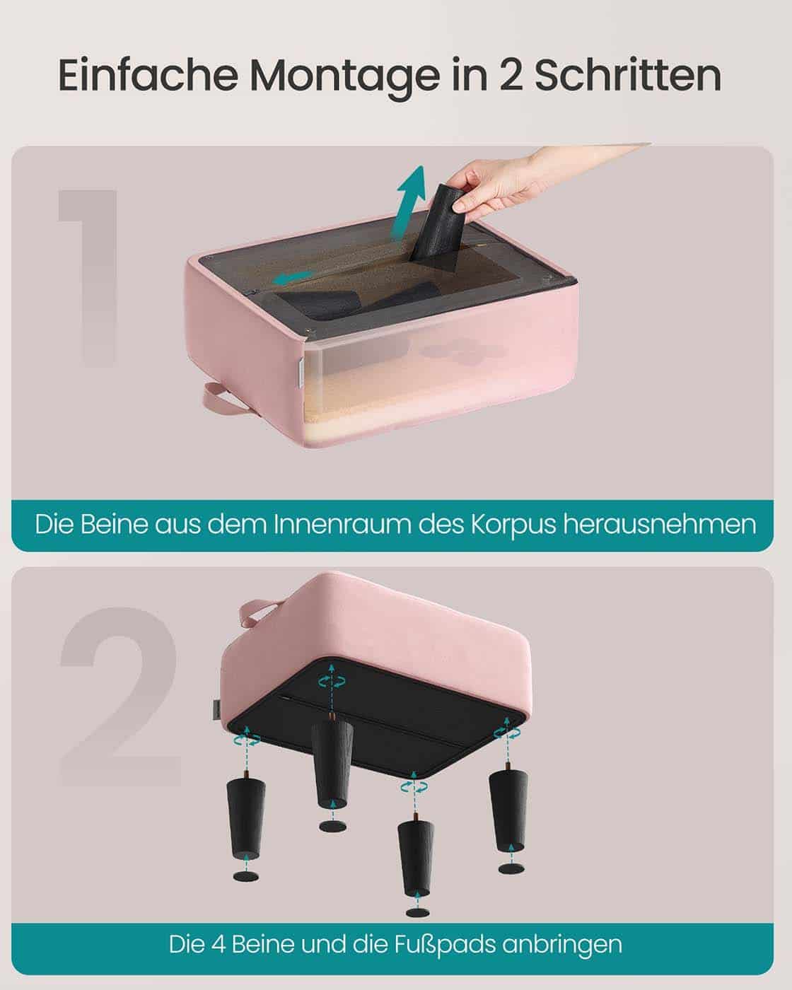 Sitzhocker aus Samt mit dicker Polsterung pastellrosa-tintenschwarz Sitzhocker aus Samt mit dicker Polsterung pastellrosa-tintenschwarz