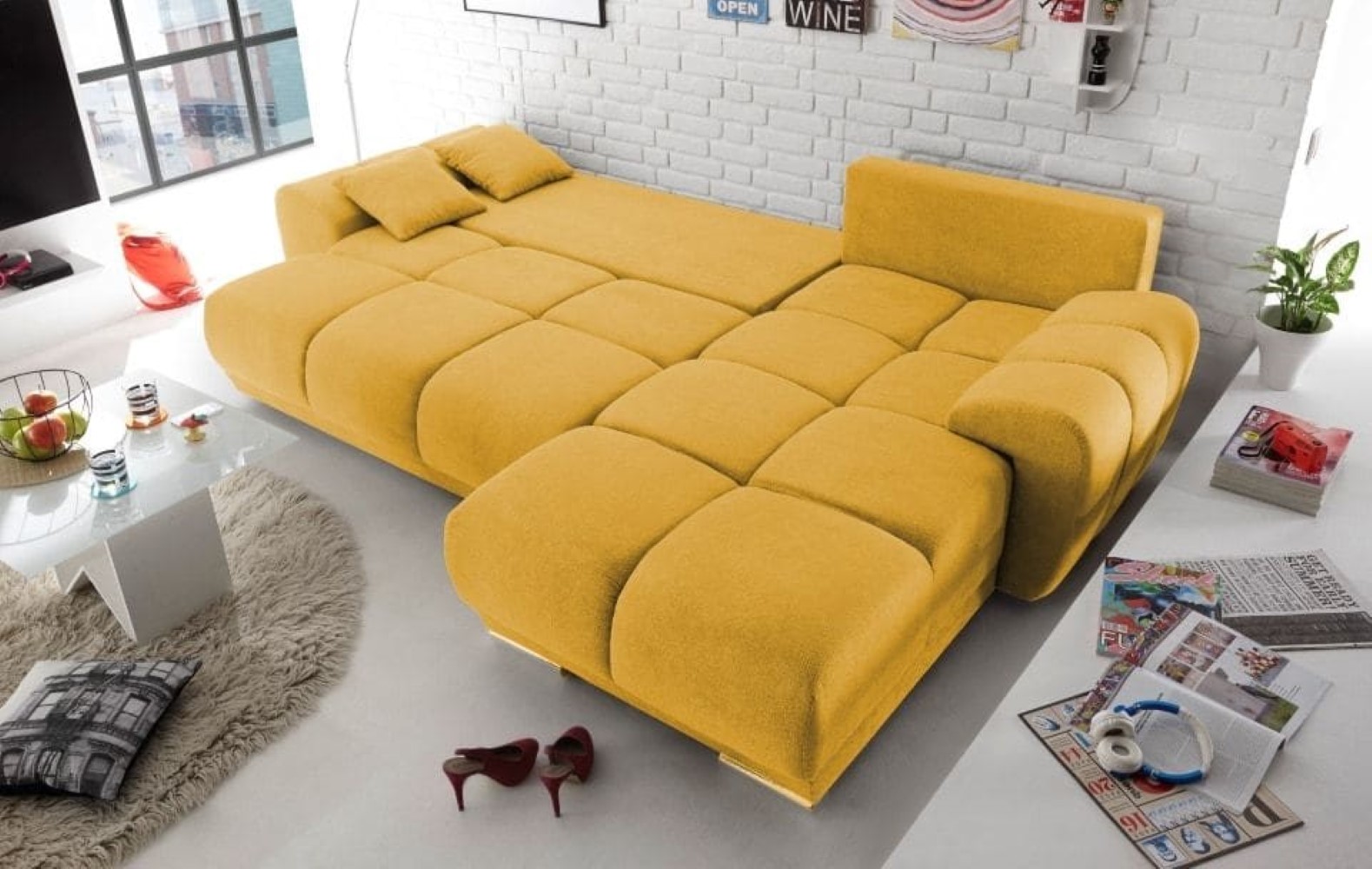 Ed Exciting Design Sofa Anton mit Schlaffunktion & Bettkasten in verschiedenen Farben erhältlich Luxus-Webstoff Flachgewebe beidseitig montierbar Ed Exciting Design Sofa Anton mit Schlaffunktion & Bettkasten in verschiedenen Farben erhältlich Luxus-Webstoff Flachgewebe beidseitig montierbar
