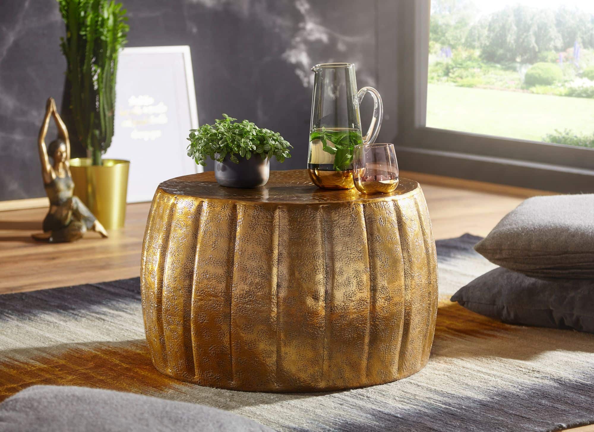 46313-WOHNLING-Couchtisch-60x60x36-cm-Aluminium-G_1 Couchtisch 60x36x60 cm Aluminium Gold Beistelltisch orientalisch rund