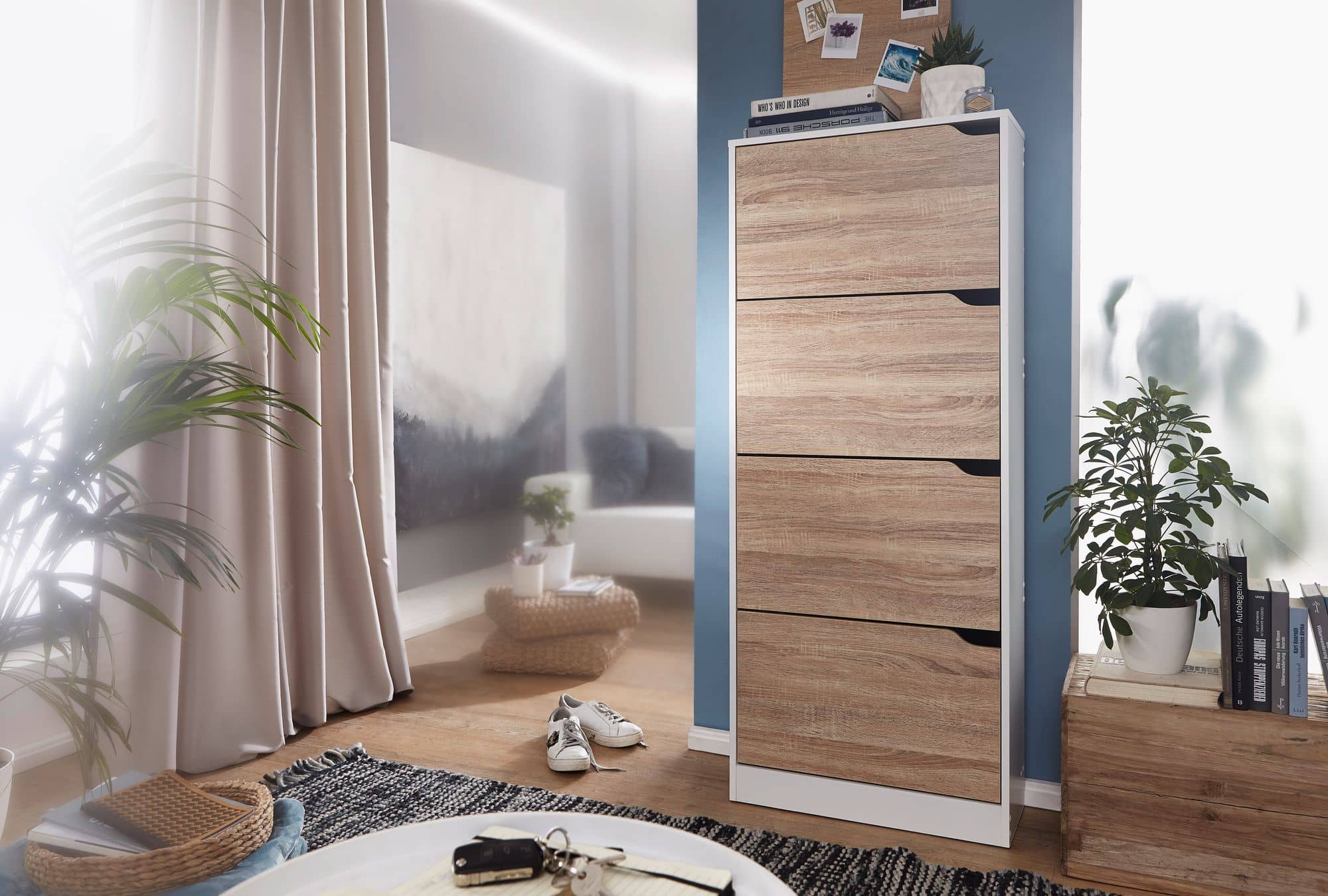 Schuhschrank mit 4 Fächern zum Klappen Schuhkommode 150 cm Schuhregal für 24 Paar Schuhe Kommode Schuhkipper modern Schuhschrank mit 4 Fächern zum Klappen Schuhkommode 150 cm Schuhregal für 24 Paar Schuhe Kommode Schuhkipper modern