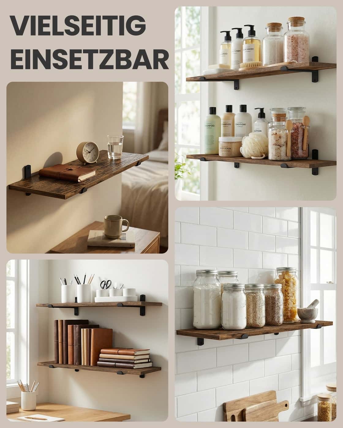 Wandregal 20 x 60 x 7 cm bis zu 10 kg belastbar vintagebraun-Mattschwarz Wandregal 20 x 60 x 7 cm bis zu 10 kg belastbar vintagebraun-Mattschwarz